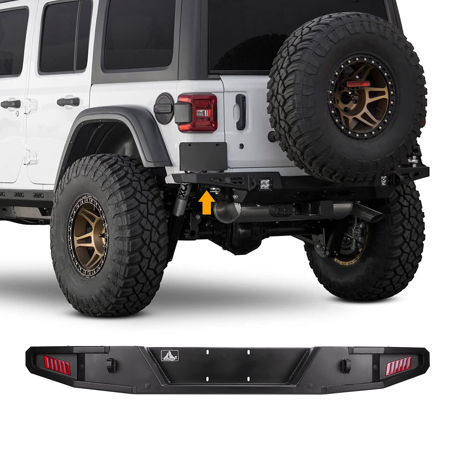 NIXON OFFROAD Heavy Duty Black Steel Rear Bumper for 2018-2021 Jeep Wrangler JL | Modular Design | Off-Road & Adventure Ready | Perfect for Trail Riding & Overlanding