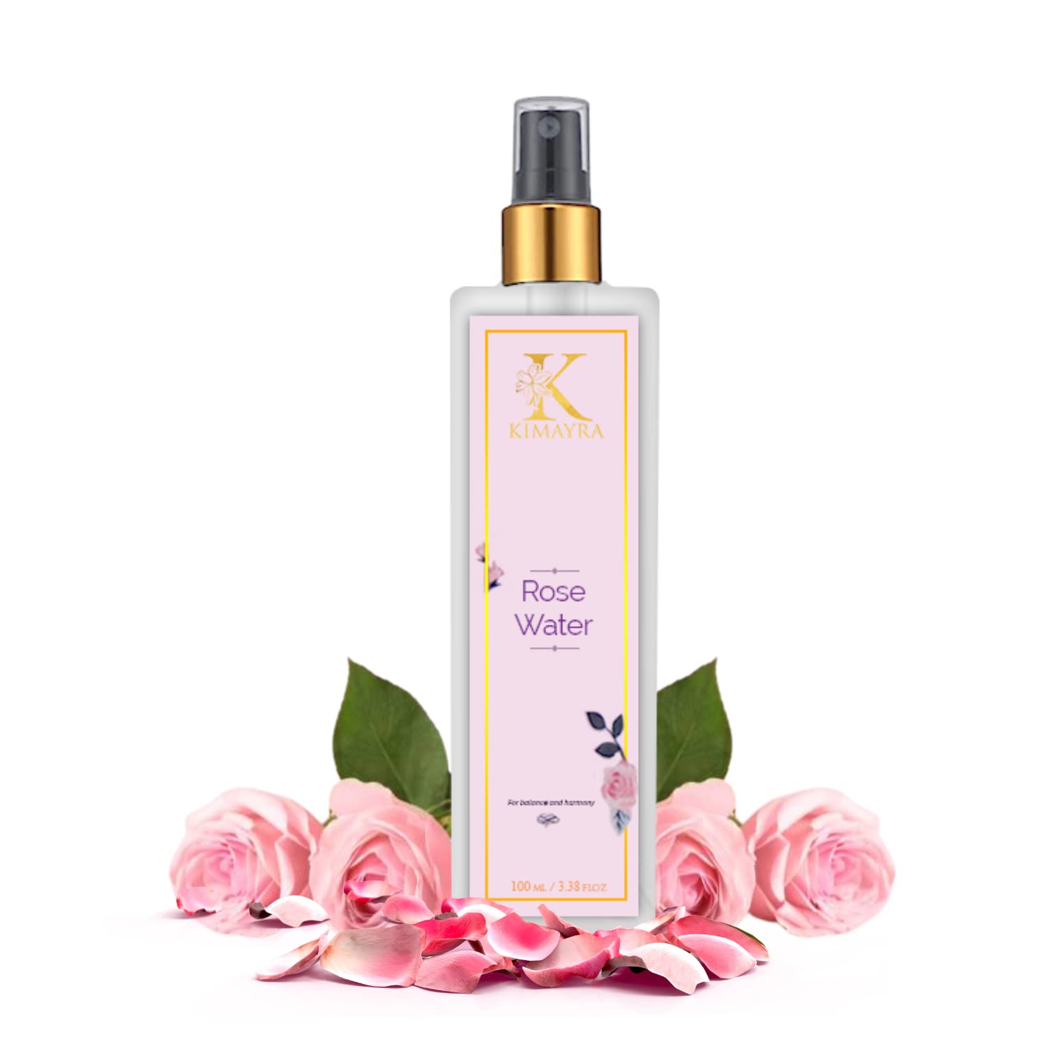Kimayra Natural Rose Water Facial Spray | 100% Pure Organic Rose Hydrating Toner & Mist for All Skin Types - Oily, Dry & Sensitive | 100ml | Perfect for Daily Skincare, Makeup Setting & Refreshing Spritz