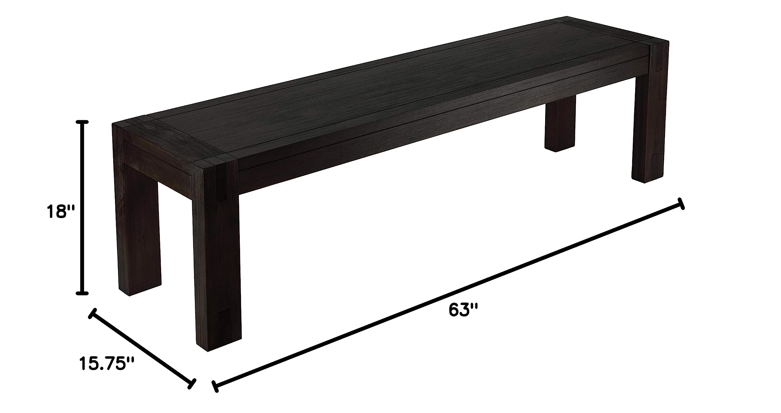 Cortesi Home Pablo Bench - Butcher Block Style Wooden Bench for Kitchen, Dining Room, or Entryway Seating