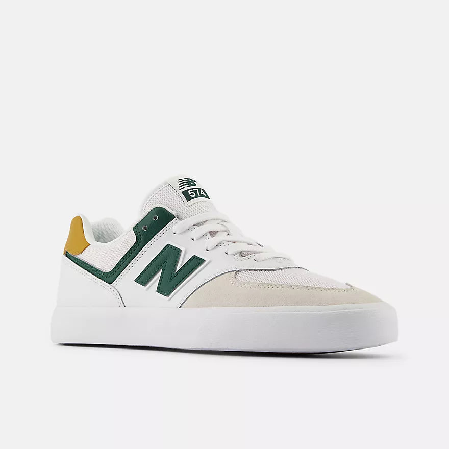 New Balance Numeric 574 Vulc Sneakers - White/Green - Men's Skateboarding Shoes for Street Style & Comfort