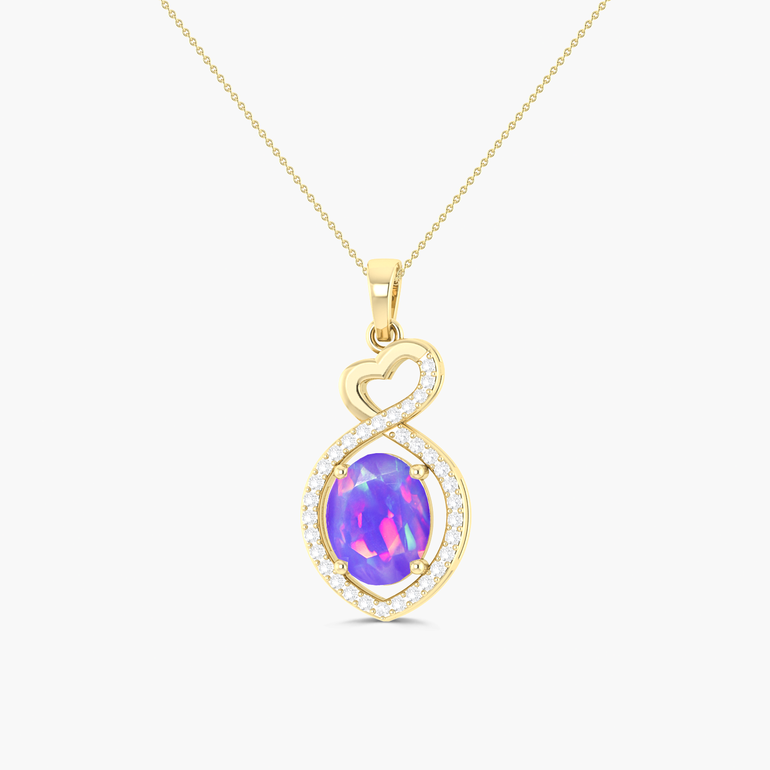 Natural Lavender Opal Mini Heart Pendant Necklace - Dainty Sterling Silver Chain Jewelry for Women, Gift for Her, Valentine's Day & Anniversary Present