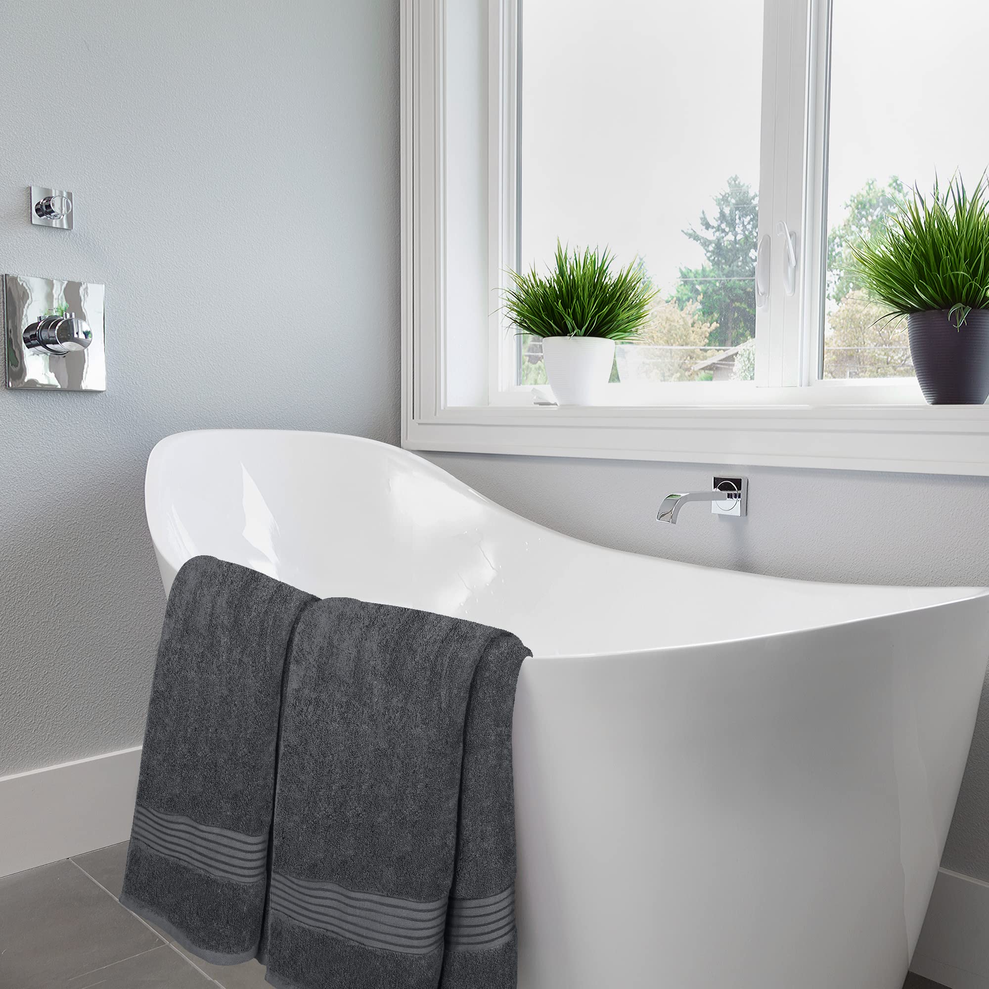 Utopia Towels 12 Pack Bath Towels Set - 100% Ring Spun Cotton, 27x54 Inches, Quick Dry & Highly Absorbent, Ultra Soft Grey Towels for Bathroom, Spa, Gym & Everyday Use