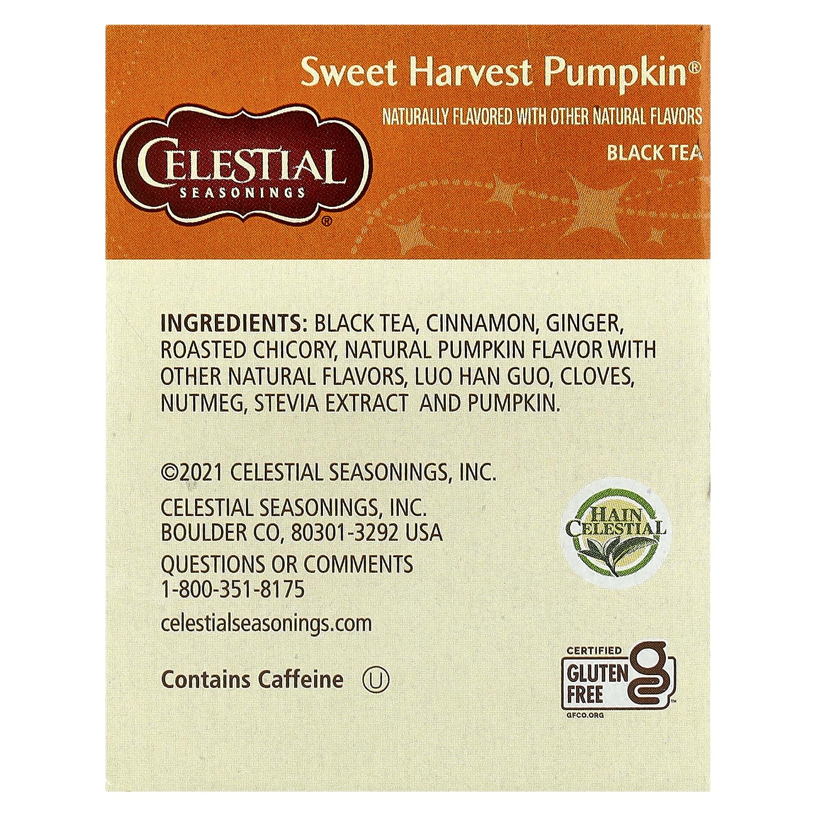 Celestial Seasonings Sweet Harvest Pumpkin Black Tea - 20 Tea Bags | Spiced Fall Flavor for Cozy Evenings & Holiday Gatherings