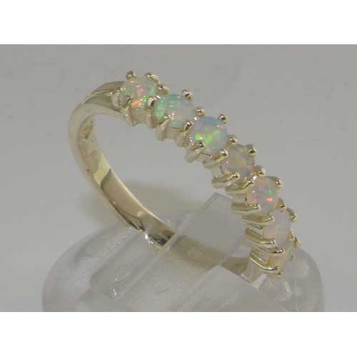 925 Sterling Silver Genuine Opal Women's Eternity Ring - Elegant Stackable Band for Wedding, Anniversary & Everyday Jewelry