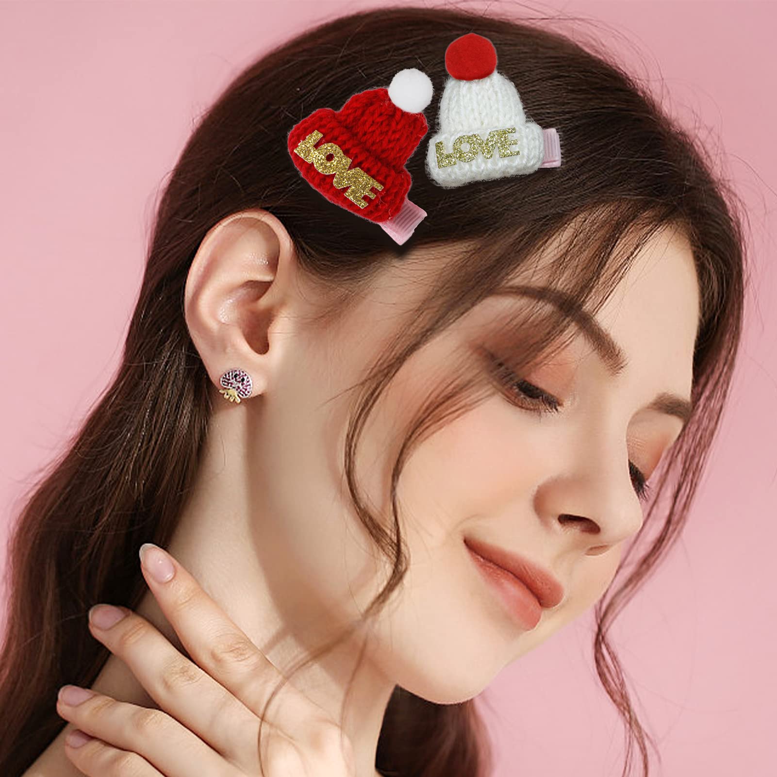 8 PCS Red Christmas Hair Clips for Women & Girls - Festive Hat Hair Barrettes for Holiday Parties, Christmas Gifts & New Year Celebrations