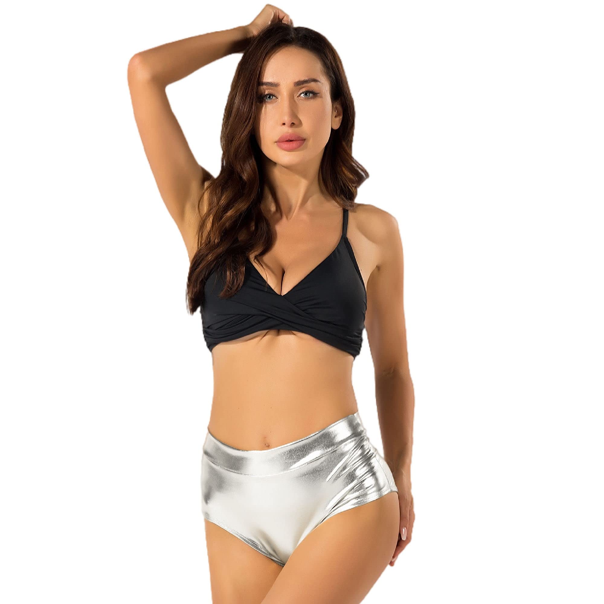 Shiny Metallic Rave Booty Shorts for Women - Sexy High Waist Hot Pants Dance Bottoms for Club, Festival & Cosplay
