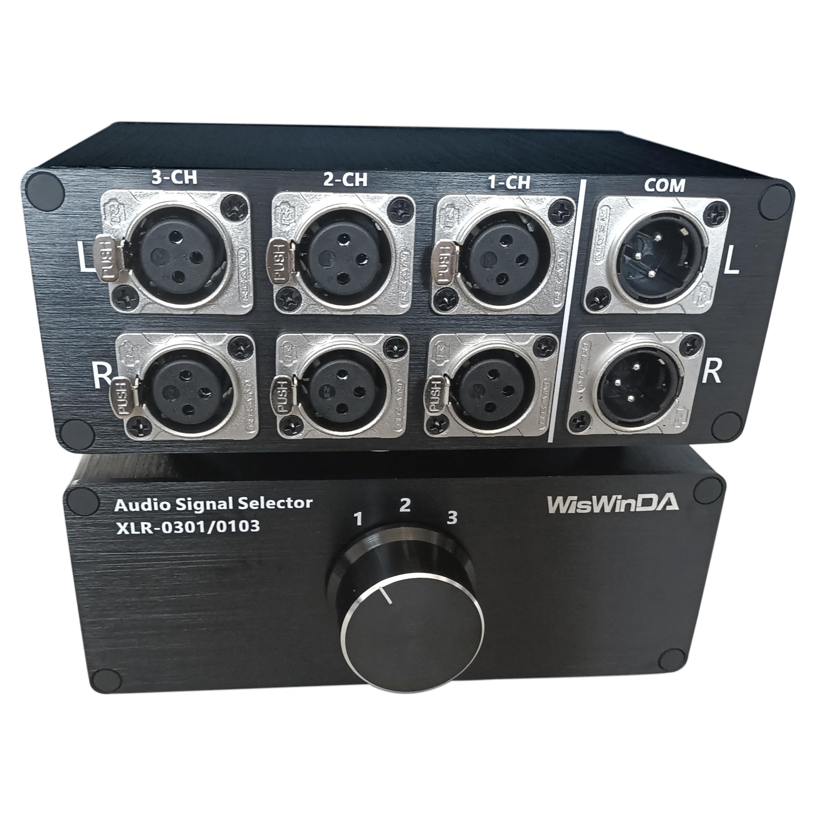 3-IN-1-OUT XLR Pro Audio Switch - Balanced Audio Converter with 3 Channel HiFi Stereo - Passive Audio Selector Switcher Box with No Loss Switching & Aluminum Shell - Perfect for Home Studio, Live Sound & DJ Setups