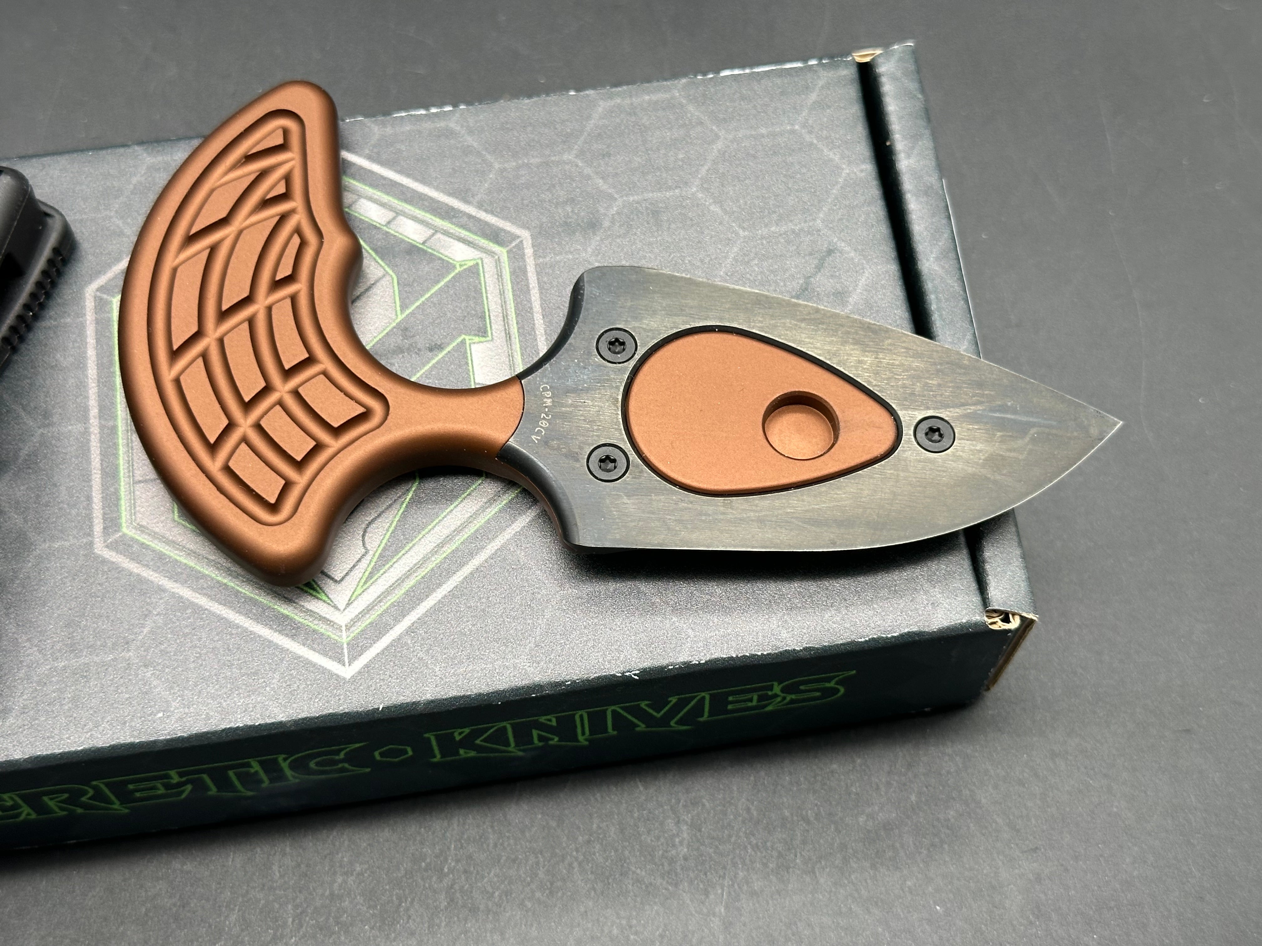 Heretic Knives H050 6A BRZ Sleight Titanium Folding Pocket Knife with 20CV Steel Blade - EDC, Outdoor, Camping & Survival Gear