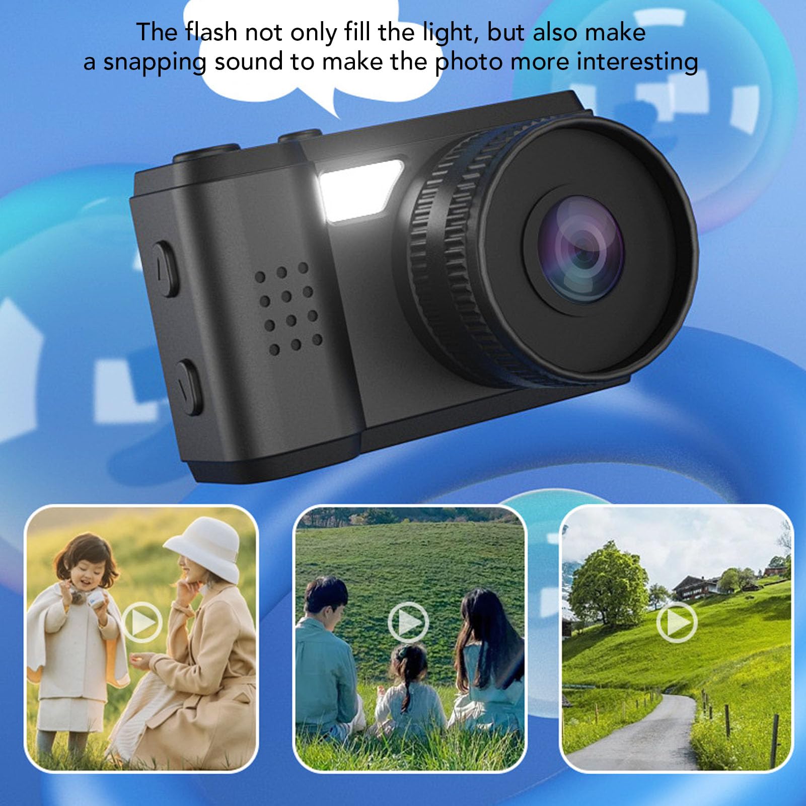 1080P Digital Video Camera with 0.96in Screen - Compact Selfie Camera for Kids, Automatic Loop Recording - Perfect for Vlogging, Travel & Birthday Gifts (Christmas Surprise)