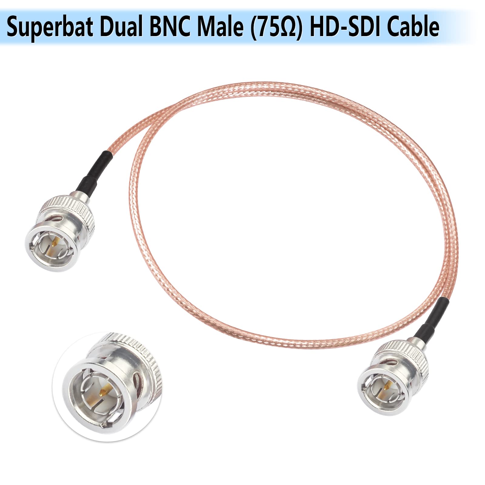 Superbat 3G SDI Cable BNC Cable 75 Ohm 50cm - High-Speed HD-SDI/3G-SDI/4K/8K Video Cable for Cameras, Monitors & Recorders (2 Pack) - Perfect for BMCC, Blackmagic, and Professional Video Equipment in Studios & Live Broadcasts