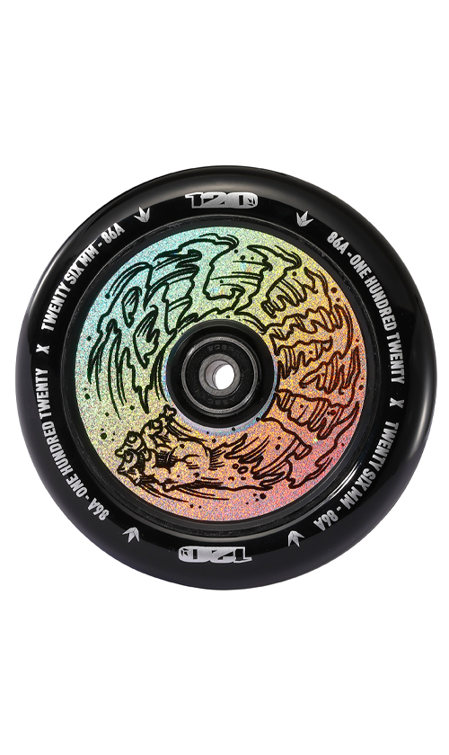 Envy Hollow Core Hologram Scooter Wheels 120mm - Lightweight Aluminum Alloy Wheels for Pro Scooters - Perfect for Street Tricks, Park Riding & Freestyle Stunts