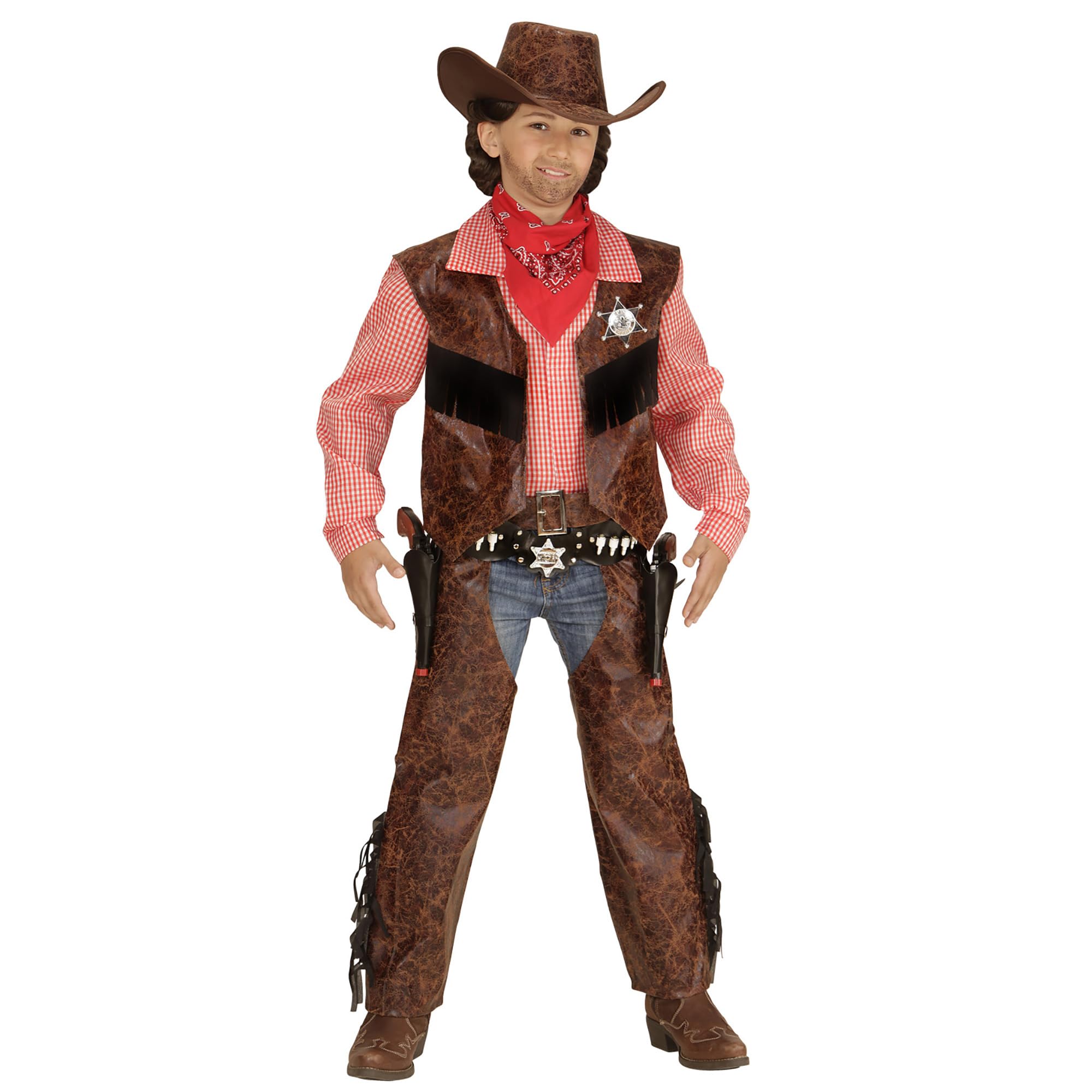Cowboy Costume Set for Kids - Western Shirt with Vest, Chaps & Hat - Perfect for Halloween, Dress-Up & Cowboy Themed Parties