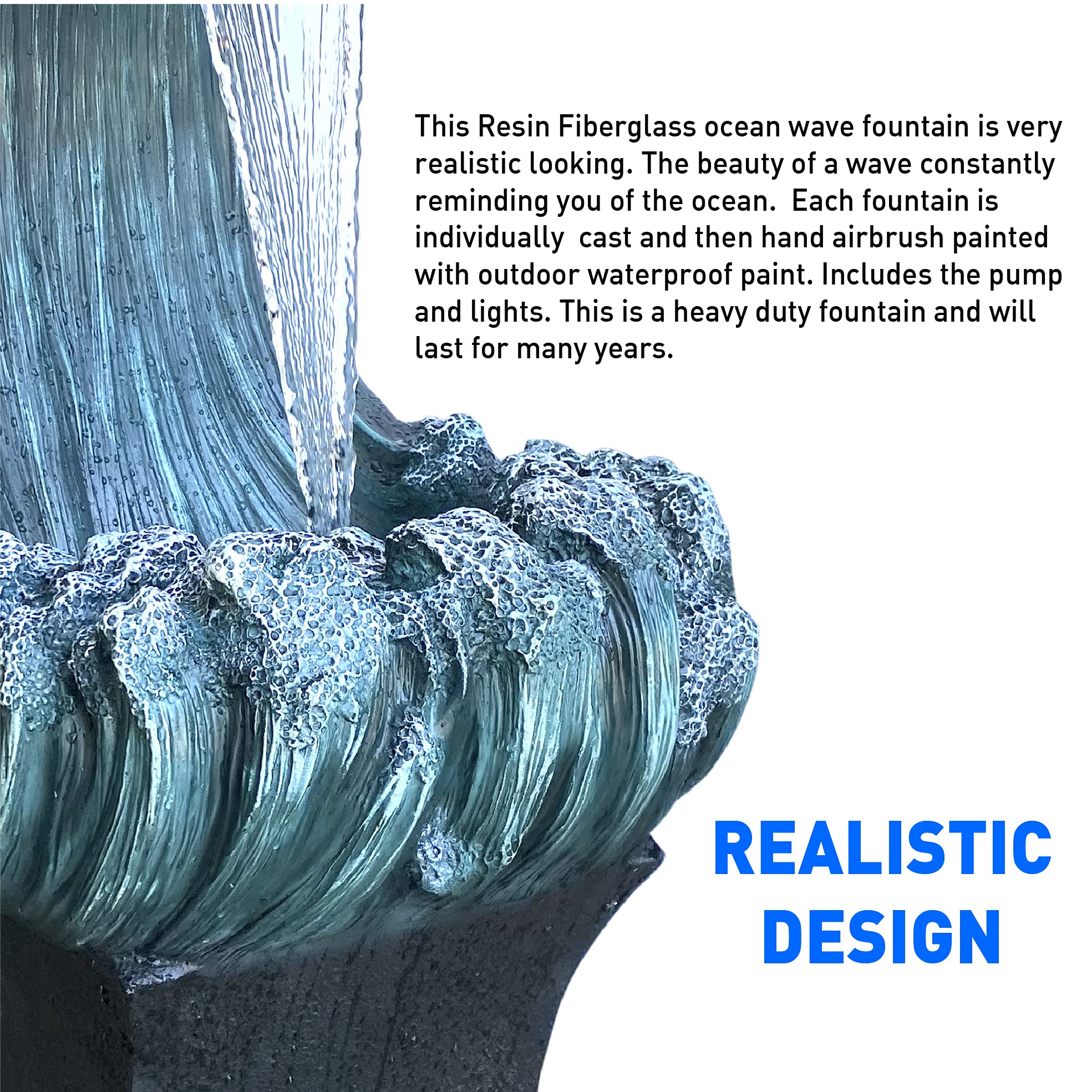 Ocean Wave Water Fountain with LED Lights - 40