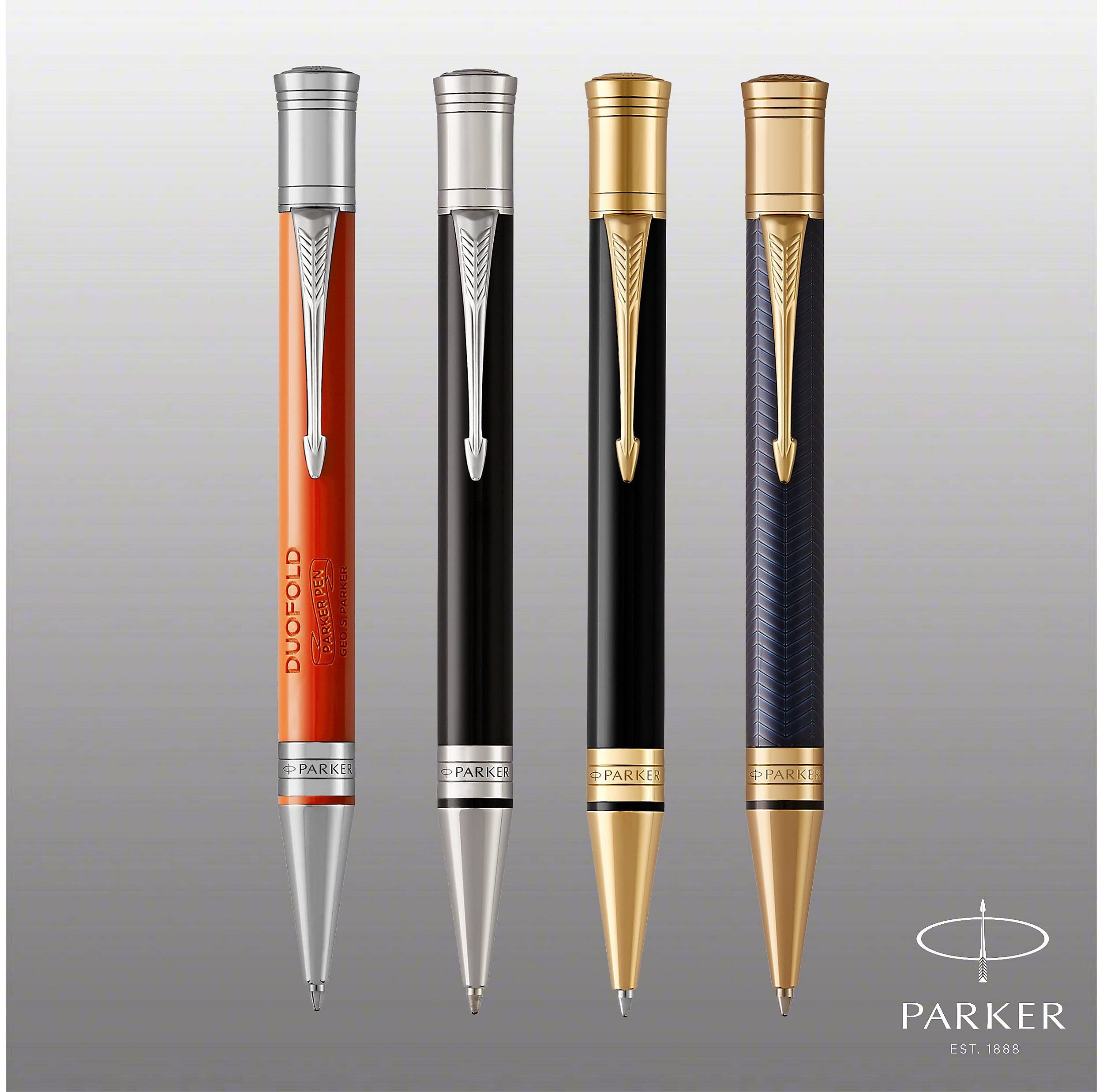 PARKER Duofold Ballpoint Pen - Classic Black & Gold Trim Medium Point Pen with Black Ink Refill | Premium Writing Instrument for Business, Gifts & Everyday Use