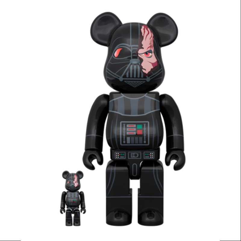 Bearbrick Darth Vader (TM) Damaged Version (Obi-Wan Kenobi Edition) 400% & 100% Be@rbrick Collectible Figure - 2023 Limited Edition Star Wars Merchandise for Display & Home Decor