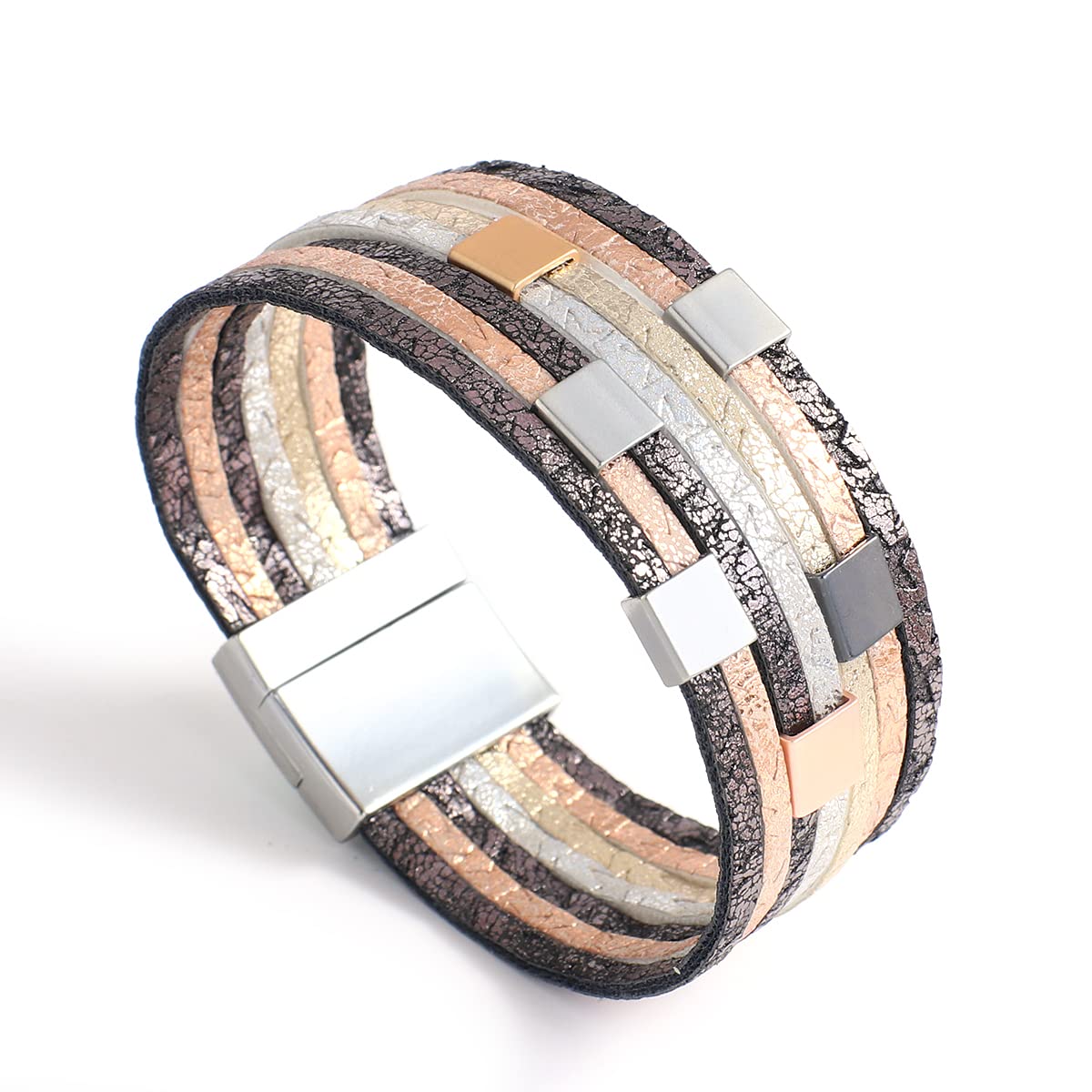 Boho Wrap Leather Bracelets for Women - Handmade Beaded Stackable Bracelets with Magnetic Clasp | Trendy Summer Jewelry for Layering & Everyday Wear | Perfect for Festivals, Beach & Boho Fashion
