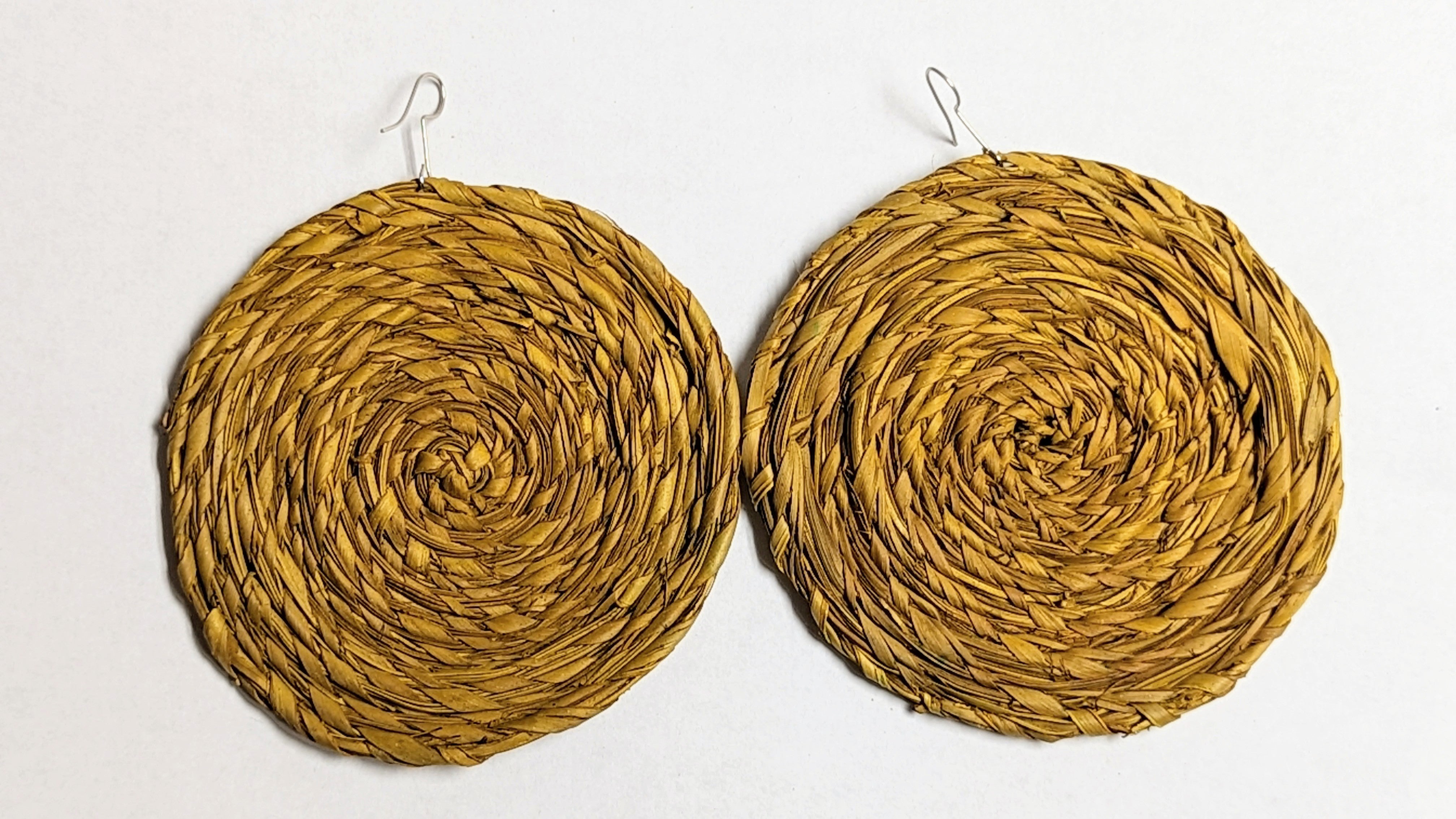 Anani Gold African Raffia Palm Hook Earrings for Women – Handmade Tribal Boho Jewelry – Perfect for Festivals, Weddings & Everyday Wear