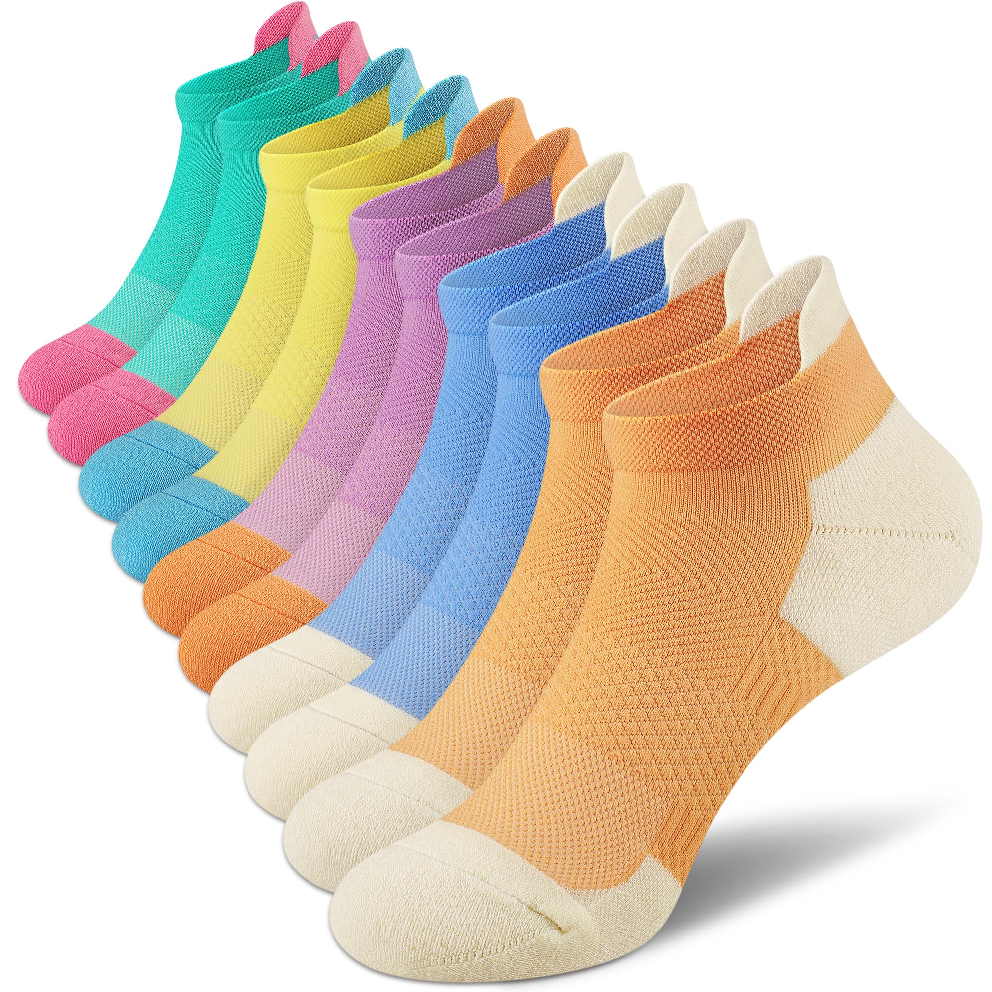 Women's Ankle Running Socks - 5/6 Pairs Breathable Athletic Compression Socks for Workout, Jogging & Daily Wear