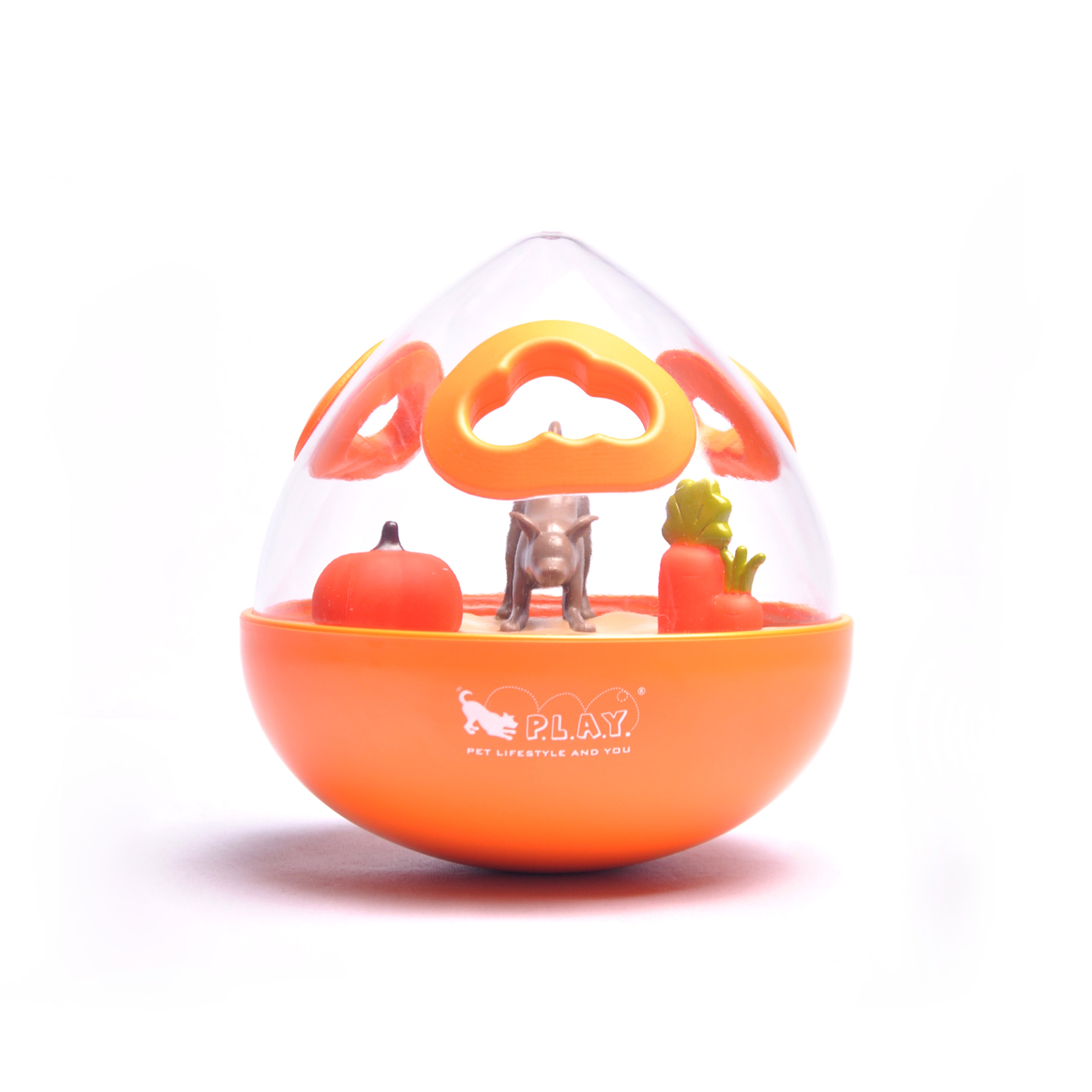 Interactive Wobble Ball Dog Toy with Treat Dispenser - Orange | Pet P.L.A.Y. | Fun Puzzle Game for Dogs to Stay Active & Entertained