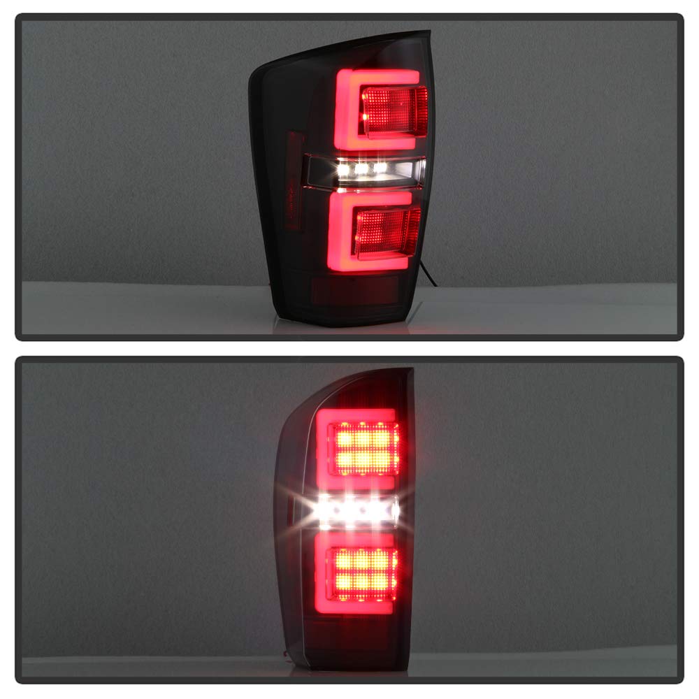 ACANII Black Housing Full LED Dual Tube Tail Lights Brake Lamps for 2016-2023 Toyota Tacoma - Driver & Passenger Side - Upgrade Your Truck's Style & Visibility for Night Driving & Off-Road Adventures