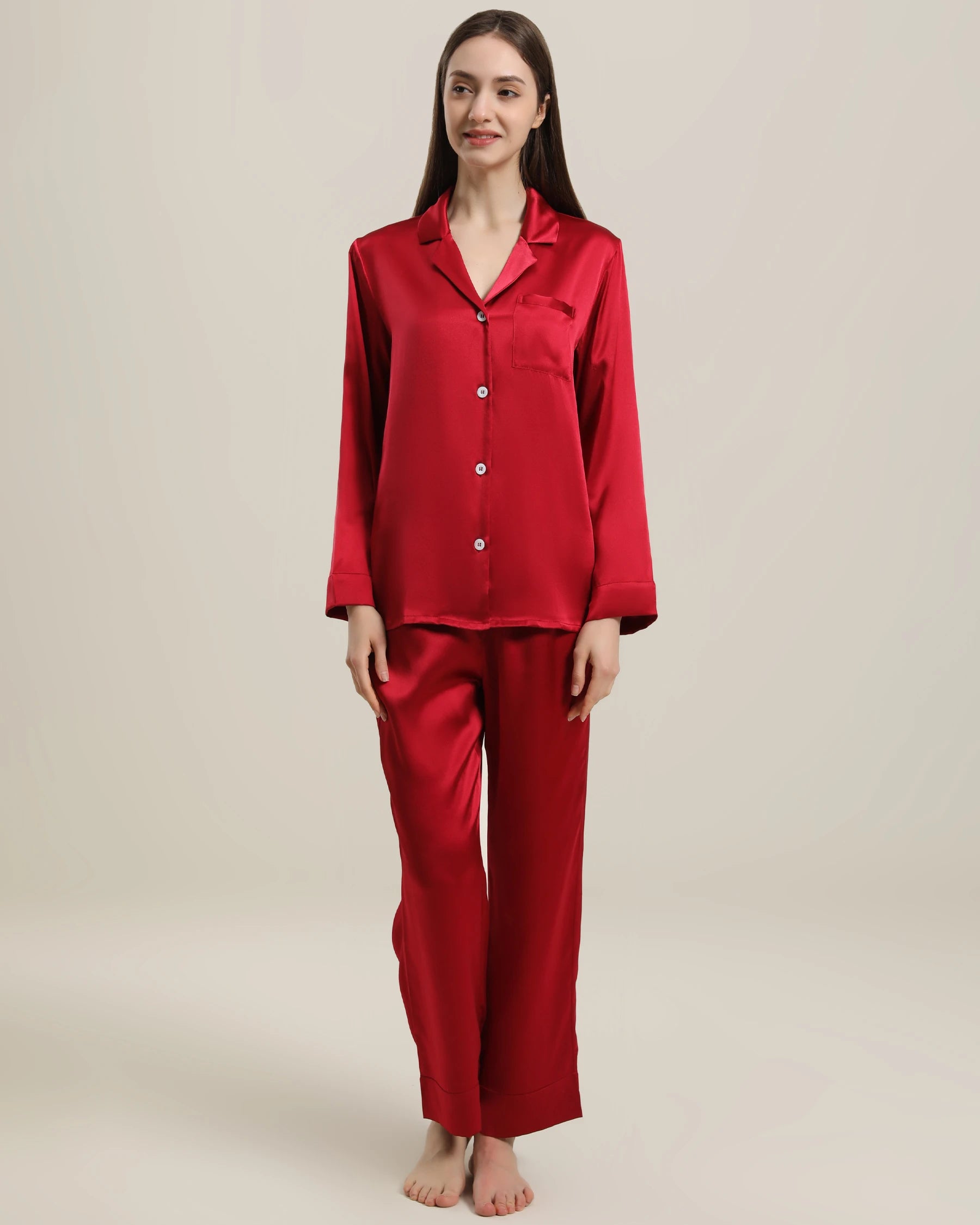 Luxury Women's Silk Pajama Set - Soft 100% Mulberry Silk Two-Piece Sleepwear for Women, Perfect for Relaxing at Home, Spa Days & Romantic Getaways