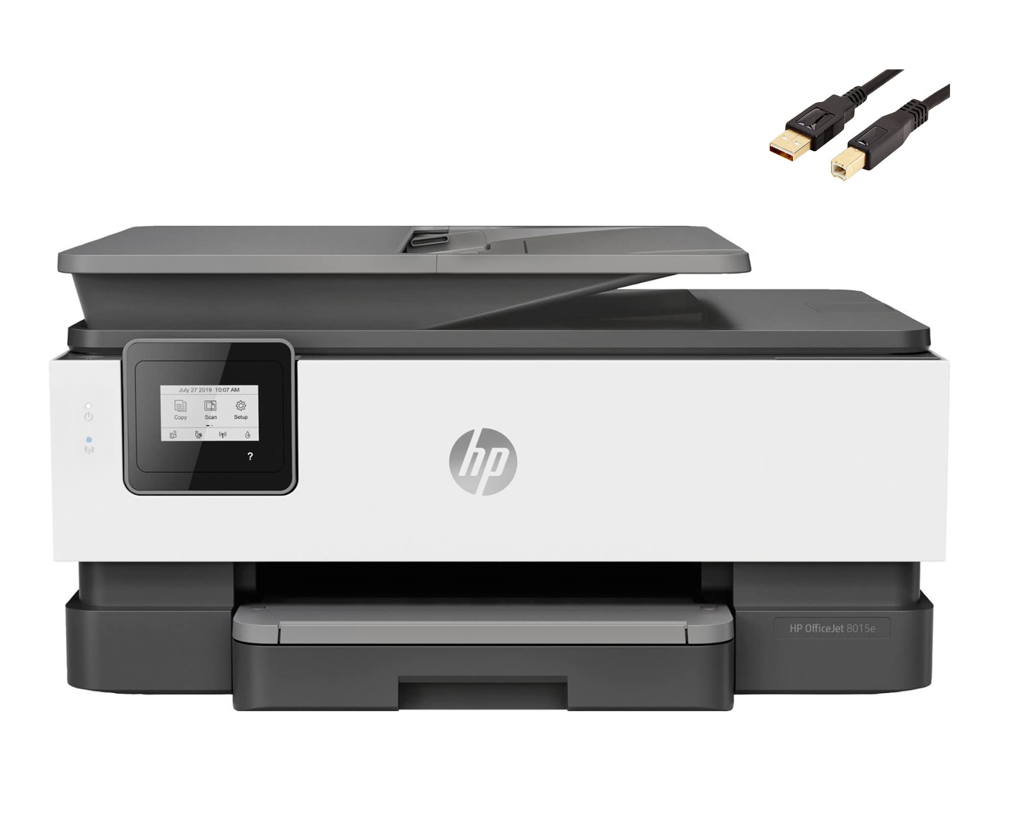 HP OfficeJet 80 Series Wireless All-in-One Color Inkjet Printer - Copy, Print, Scan, Auto 2-Sided Duplex Printing, Mobile & Cloud Printing, 6 Months Instant Ink Included with MTC Cable - Perfect for Home Office & Small Business Use