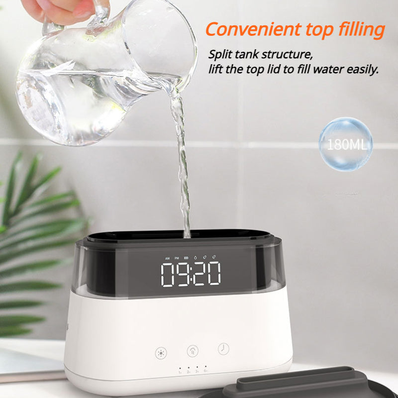 5-in-1 Multifunctional Alarm Clock with LED Display, Bluetooth Speaker, Wireless Charger & Essential Oil Diffuser - Perfect for Bedroom, Office, Travel and Gift Giving