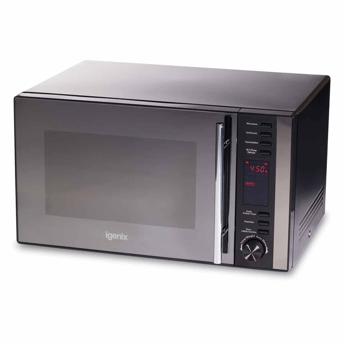 Igenix IG2590 25L Digital Microwave Oven with Grill & Convection - 900W, 5 Power Levels, 10 Auto Menus, 95-Min Timer - Perfect for Small Kitchens, Dorms & Office Break Rooms (Black)