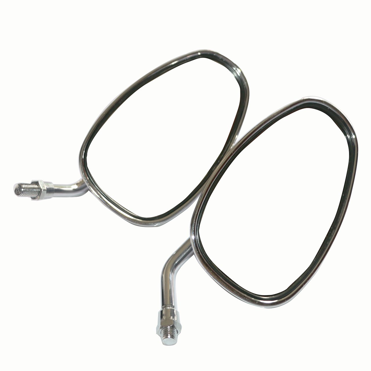 Universal Chrome Oval Motorcycle Rearview Side Mirrors - 10mm & 7/8