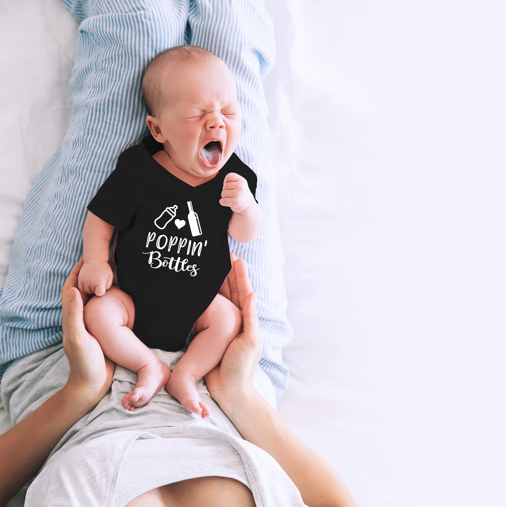 Funny Newborn Bodysuit Outfits for Boys & Girls | CBTwear Poppin' Bottles Baby Clothes | Perfect for Photo Shoots, Birth Announcements & Playtime