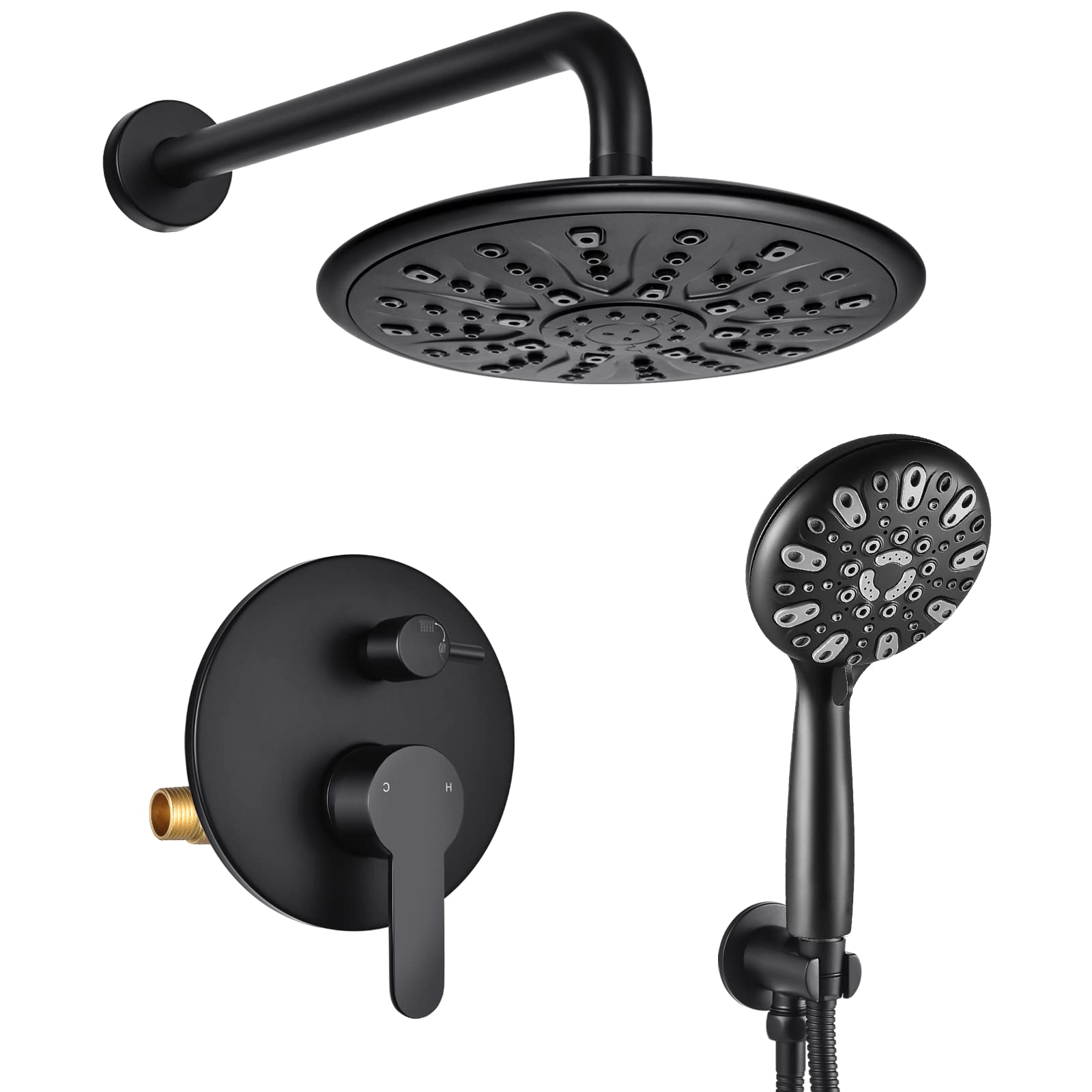 WRISIN Matte Black Shower Faucet Set with Valve - 9 Inch Rainfall Shower Head & Handheld Spray - Modern Bathroom Fixtures for Spa-Like Experience | Perfect for Master Bath, Guest Bath & Luxury Home Renovation