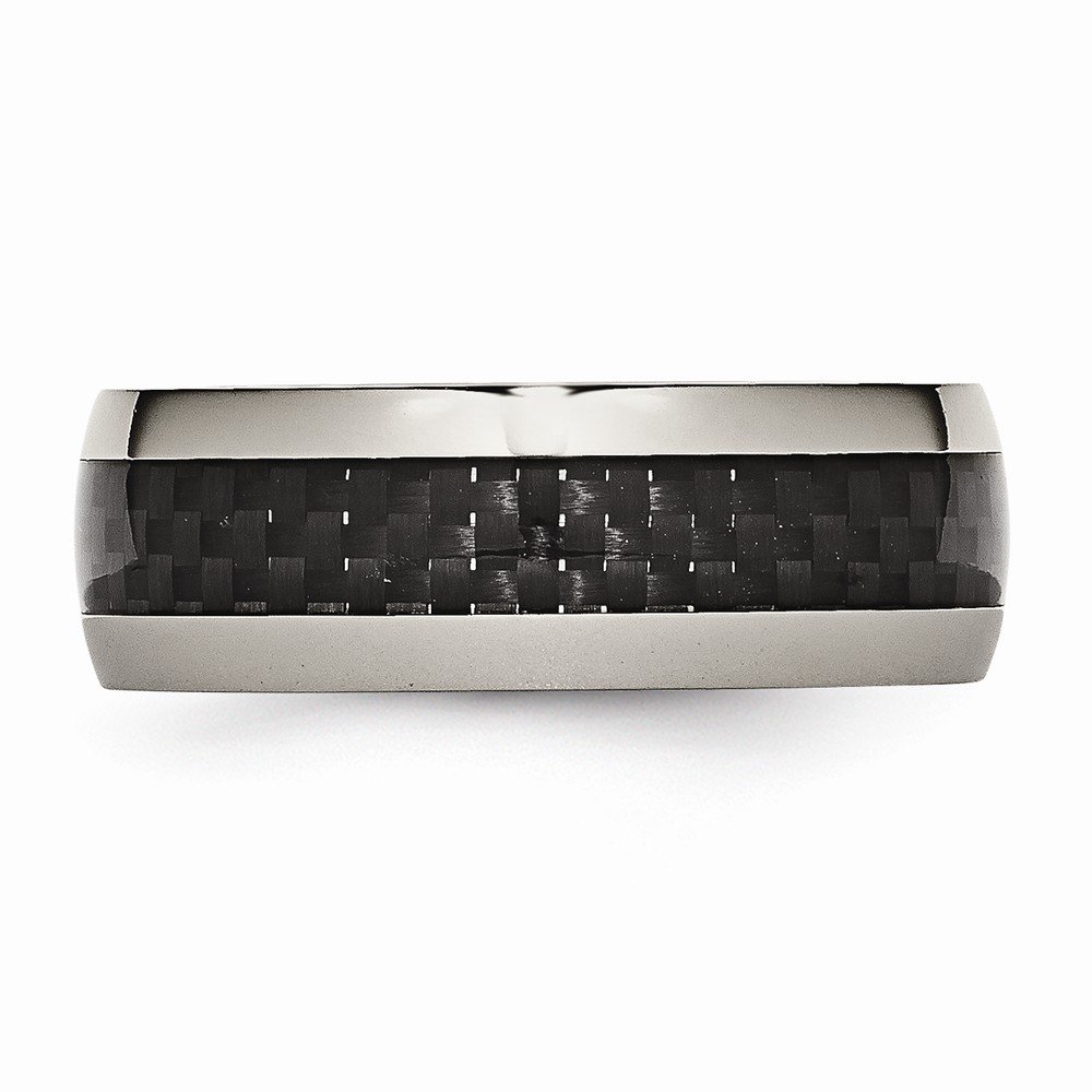 8mm Solid Titanium Black Carbon Fiber Inlay Men's Wedding Band Ring - Comfort Fit Size 14.5 - Durable & Lightweight for Everyday Wear, Anniversary Gifts & Special Occasions