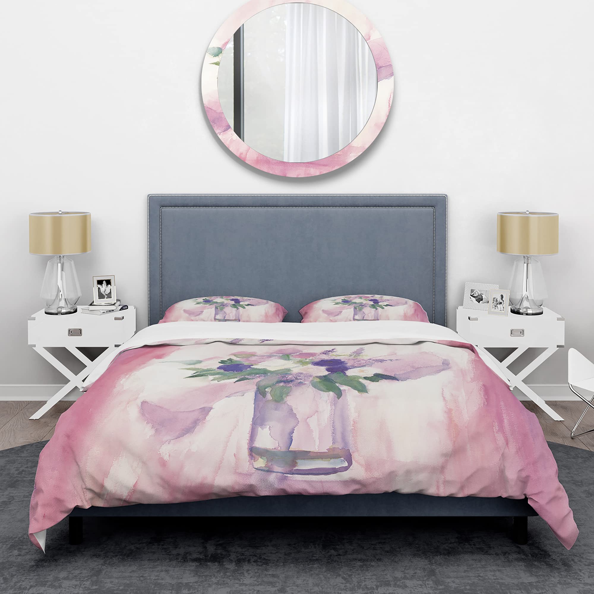 Pink Floral Duvet Cover Set King - Shabby Chic Bedding for All Seasons
