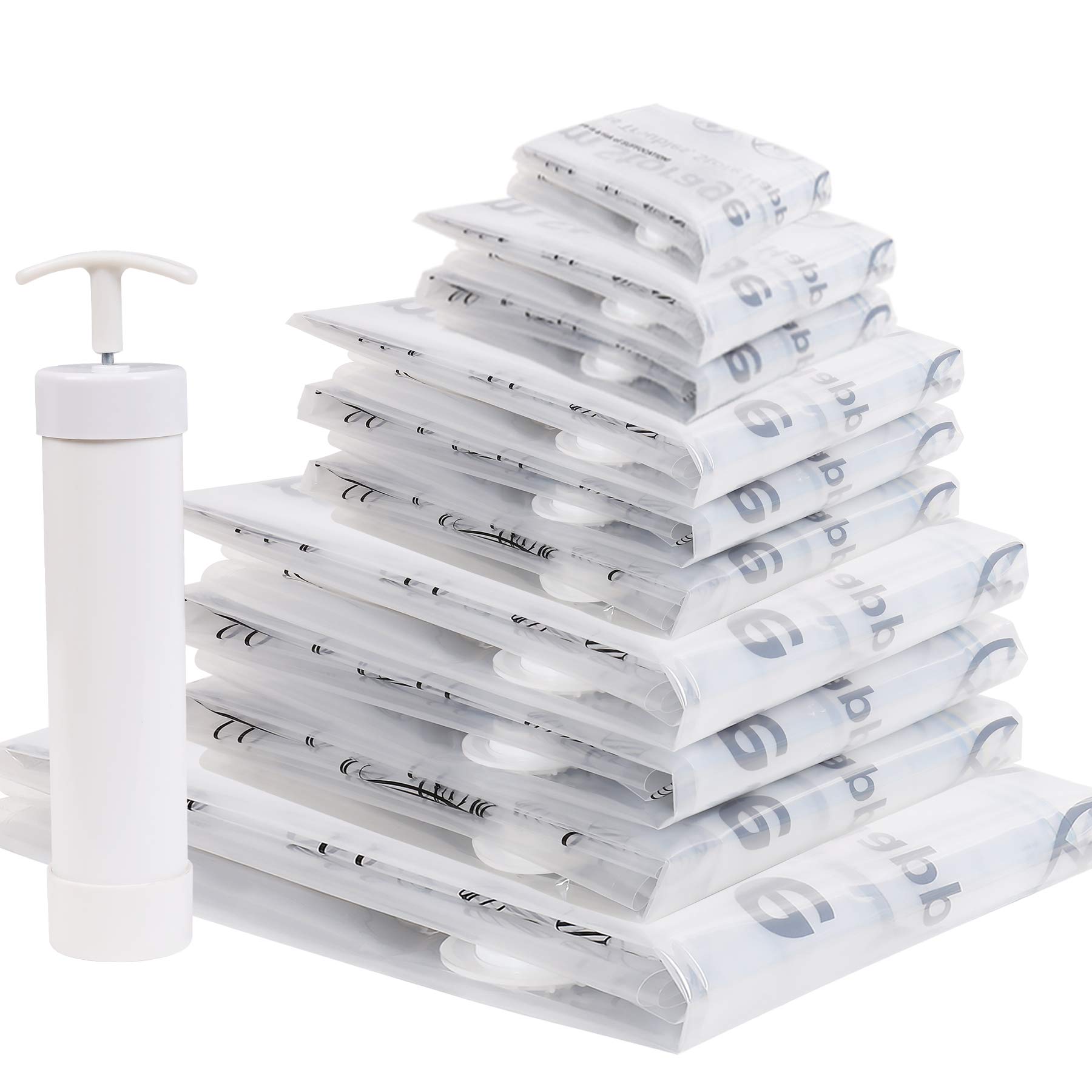 Vacuum Storage Bags for Clothes, Pillows, Blankets - Space Saving Compression Bags with Double-Zip Seal, No Pump Needed (White) - Perfect for Travel, Seasonal Storage & Moving