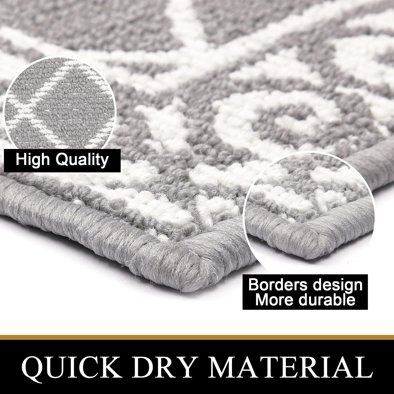 HEBE Non-Slip Washable 2-Piece Kitchen Rug Set with Runner - Anti-Skid Floor Mats for Kitchen, Hallway, Entryway & Laundry Room - Perfect for High-Traffic Areas and Spill-Prone Spaces