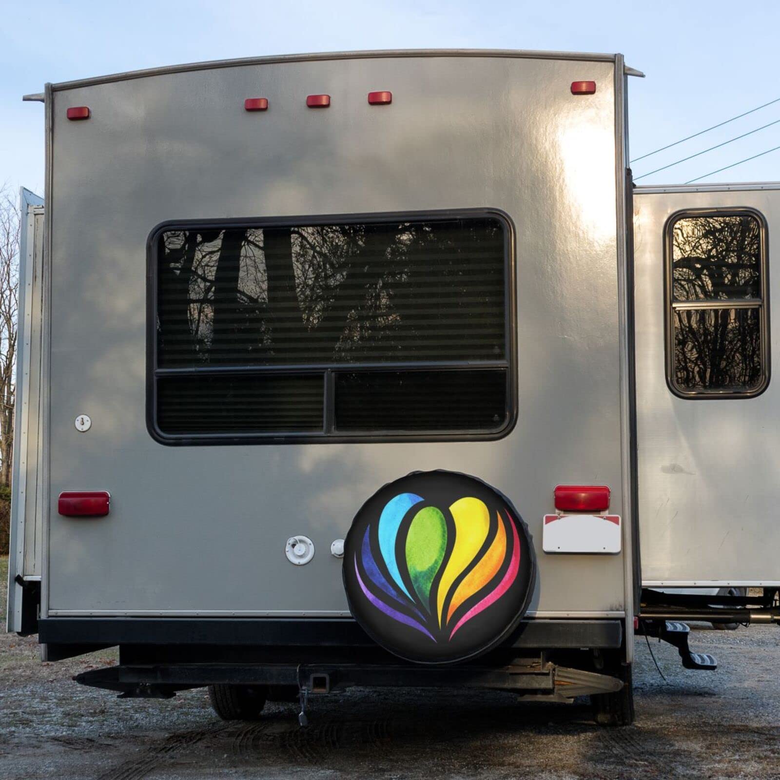 Rainbow Mandala Yoga Spare Tire Cover - 17 Inch Dustproof Wheel Protector for Trailers, RVs, SUVs & Vehicles - Perfect for Camping, Road Trips & Outdoor Adventures