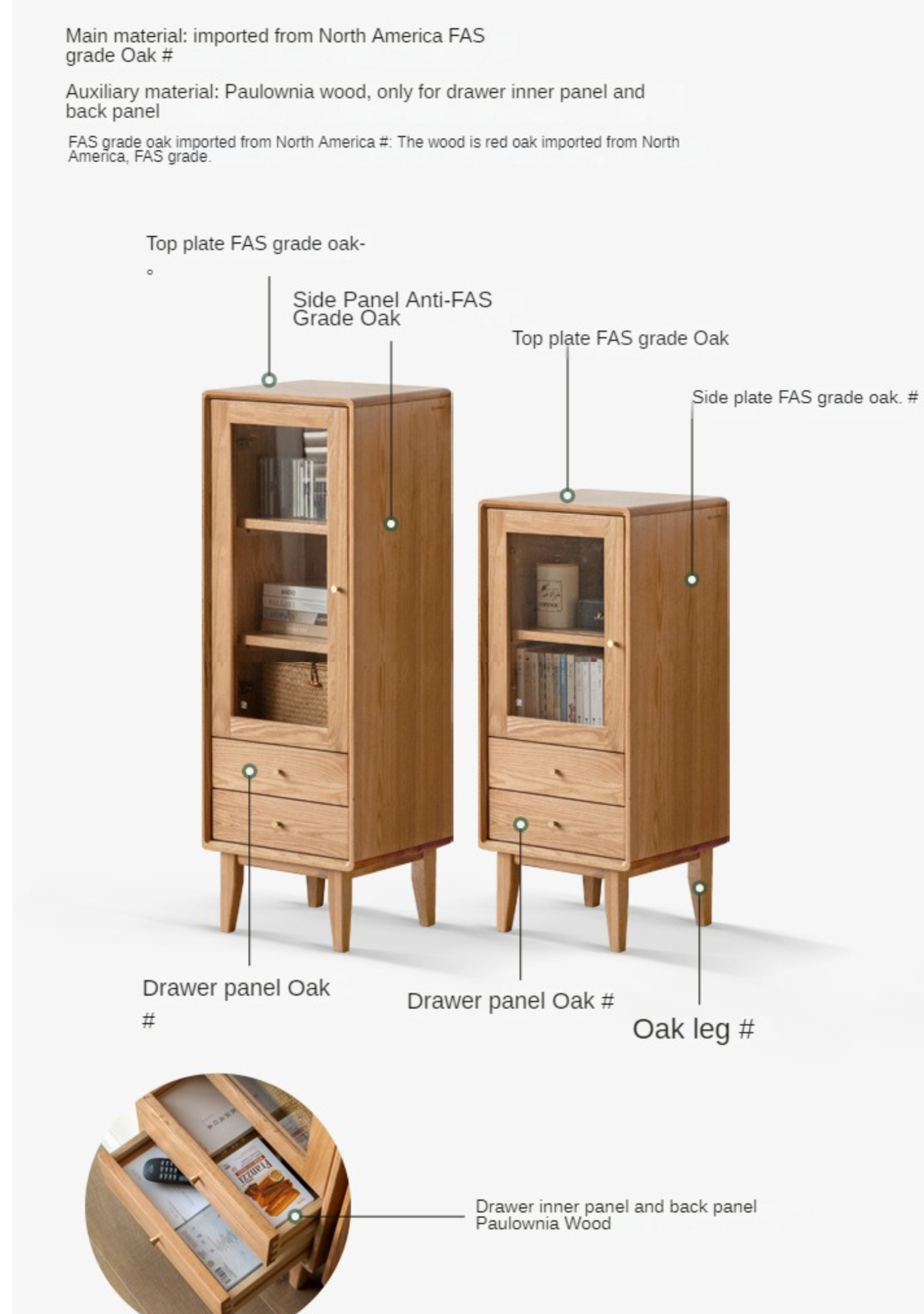 Solid Oak Wood Side Cabinet - Rustic Storage Cabinet for Living Room, Bedroom, or Entryway - Perfect for Organizing Books, Decor & Essentials