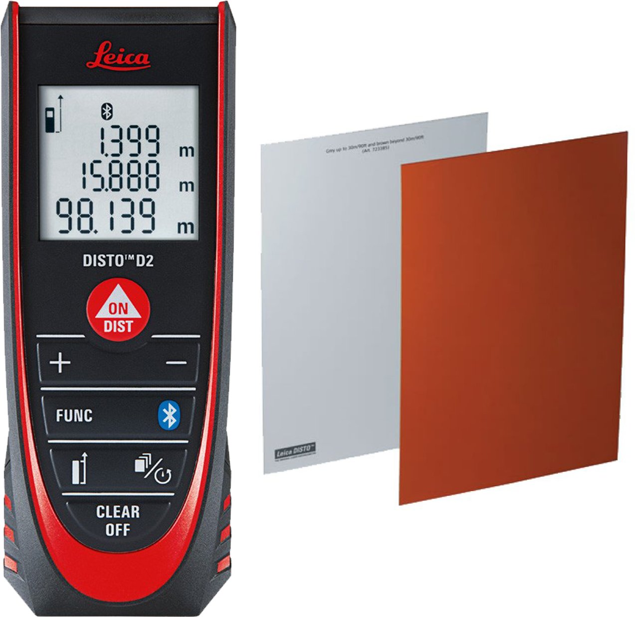 Leica 838725 DISTO D2 330ft Laser Distance Measurer with Bluetooth & Target - Perfect for Construction, Home Renovation, and DIY Projects