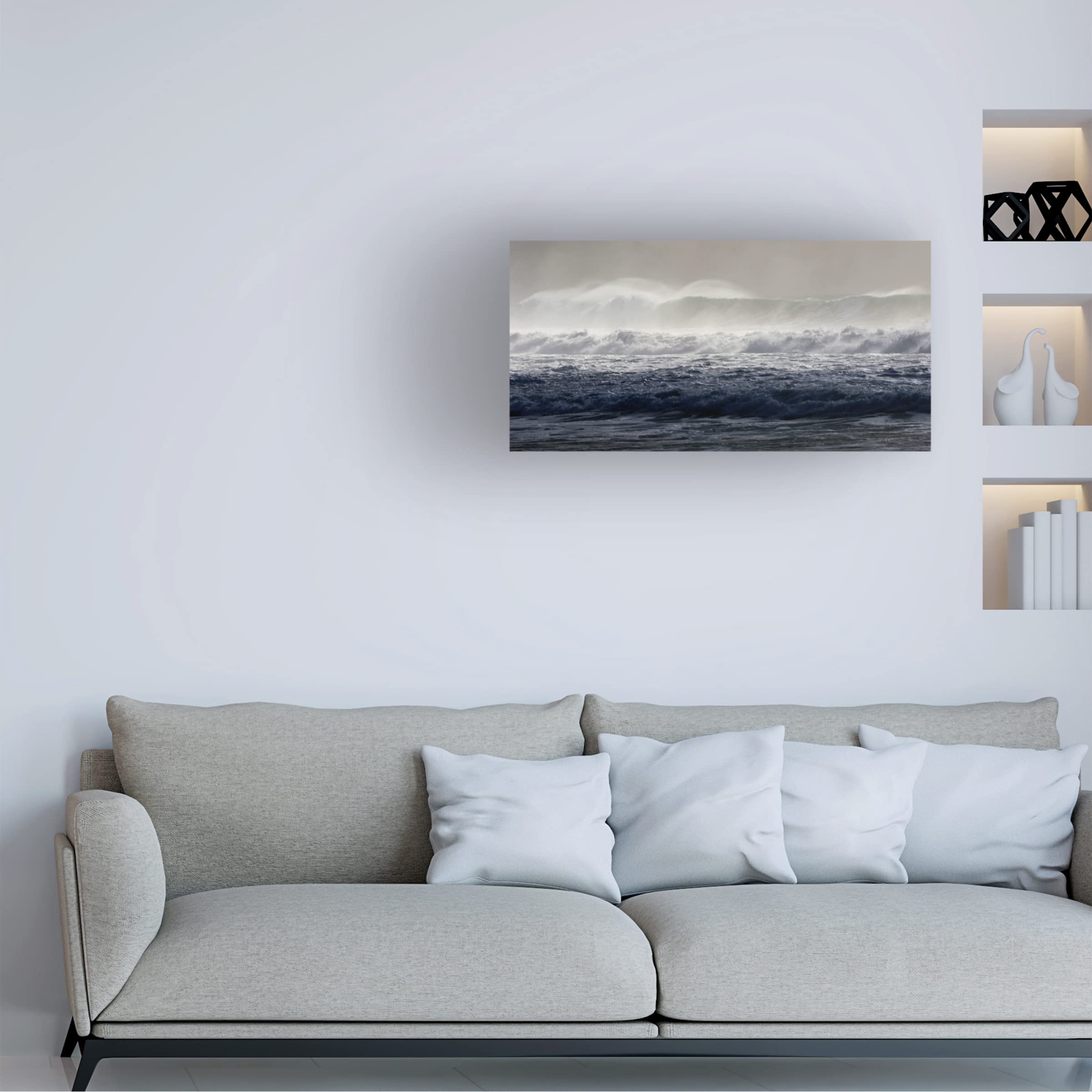 Trademark Fine Art 'Go With The Waves 2' Canvas Wall Art Print by Beata Czyzowska Young - Modern Ocean Wave Painting for Living Room, Bedroom & Office Decor