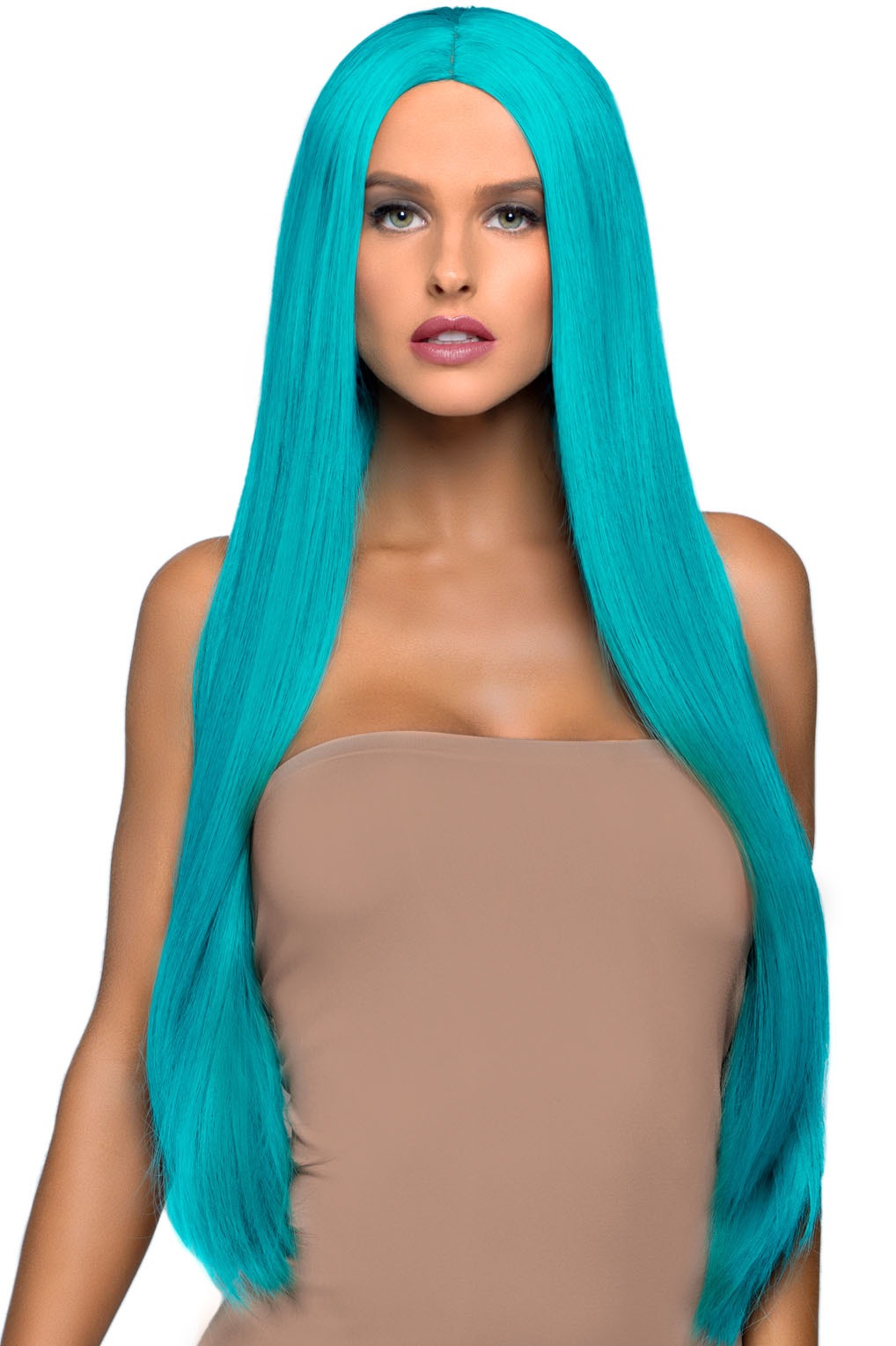 Long Straight Turquoise Wig for Cosplay & Halloween - Synthetic Hairpiece for Women & Girls - Perfect for Costume Parties, Themed Events & Photo Shoots