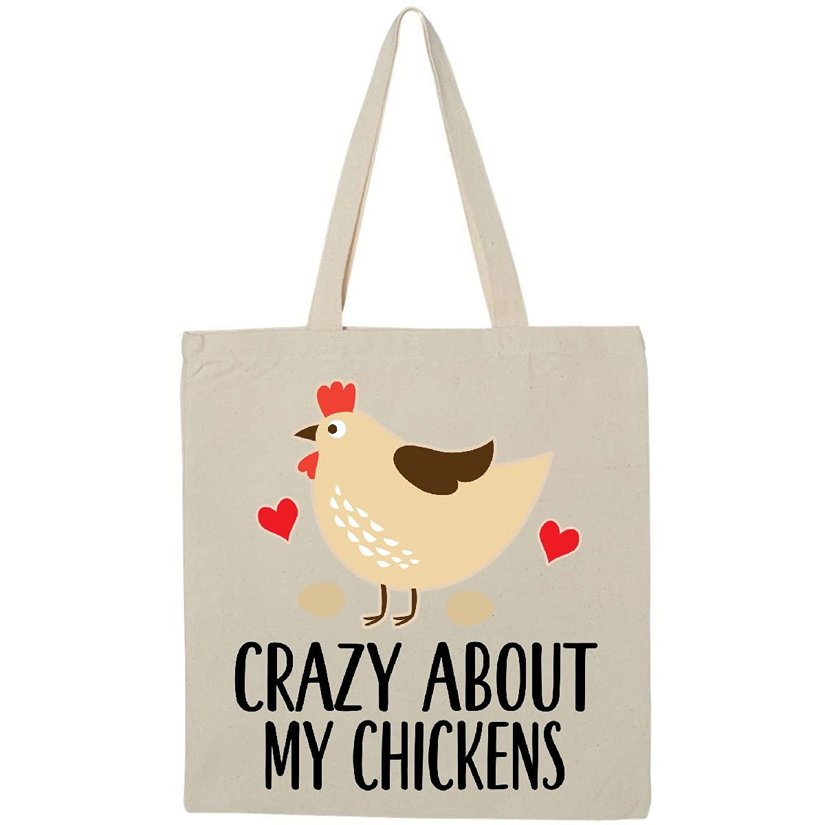 Inktastic Cute Chicken Farming Tote Bag - Durable Cotton Canvas Shopping Bag for Farmers Market, Groceries & Work - Perfect for Farm Life, Gardening & Outdoor Activities