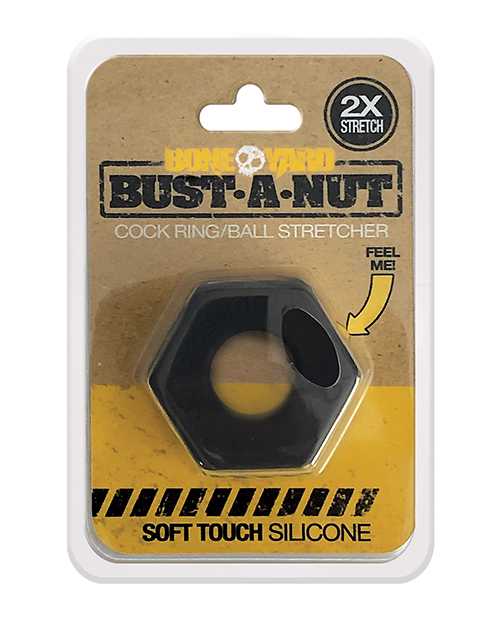 Boneyard Bust A Nut 2X Stretch Silicone Penis Stretcher - Black - Enhance Male Enhancement & Comfort for Intimate Moments