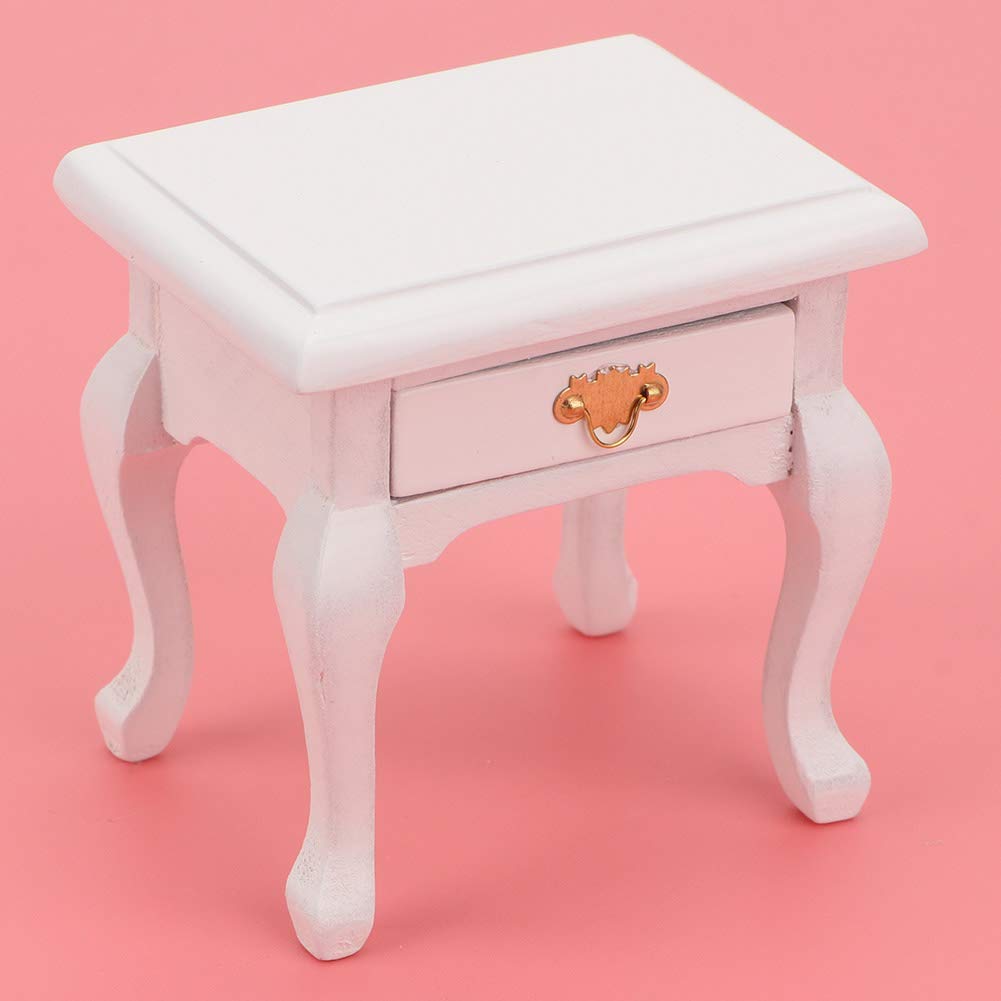 1:12 Scale Miniature Dollhouse Nightstand with Drawer - Realistic Wooden End Table for Dollhouse Accessories, Kids Gift & Collectibles | Perfect for Dollhouse Decor, Miniature Scenes & Children's Playtime