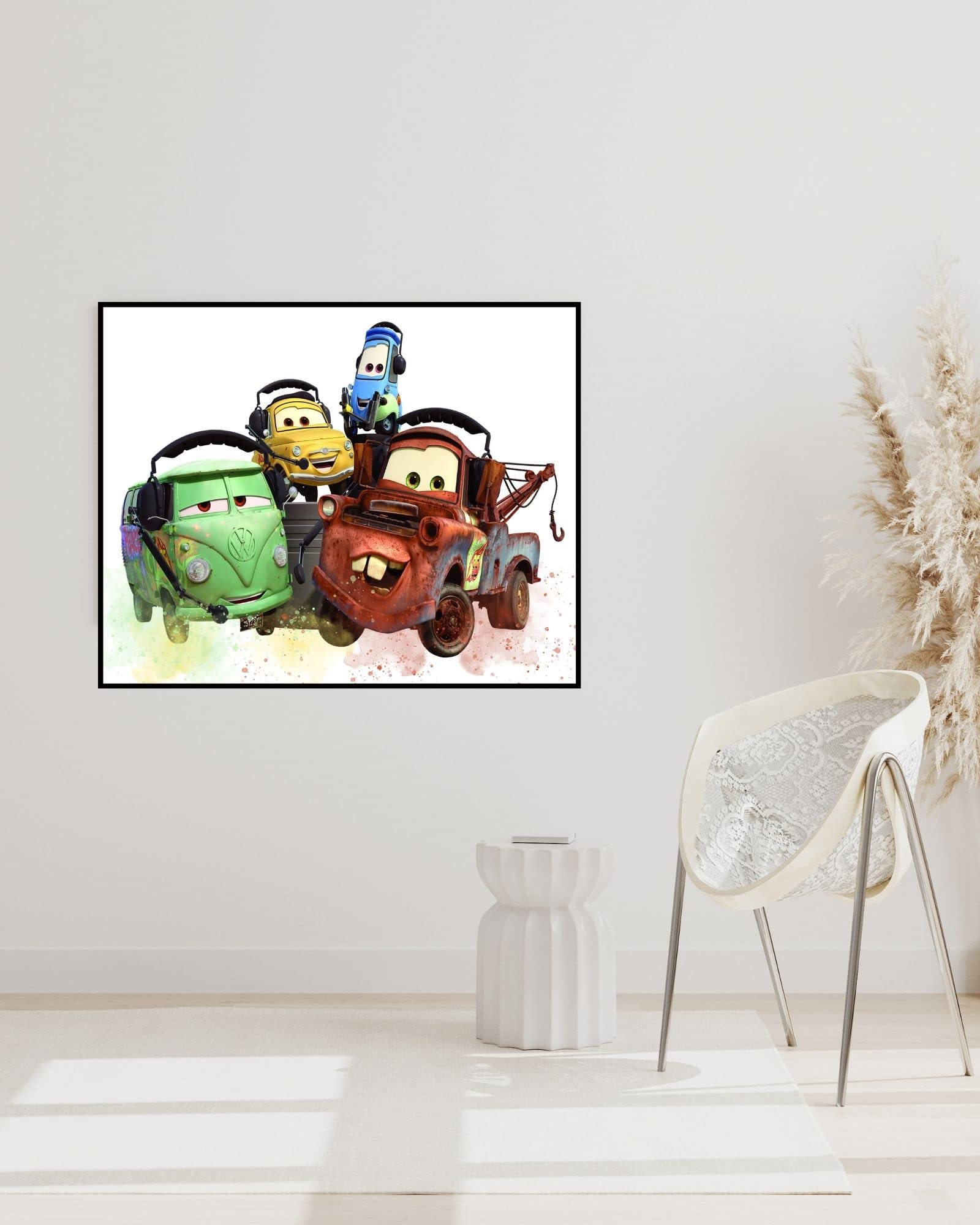 Cars Movie Poster - 8x10 Inch Unframed Wall Art Decor for Kids & Boys Room, Birthday Party, Bedroom - Disney Pixar Themed Room Decoration
