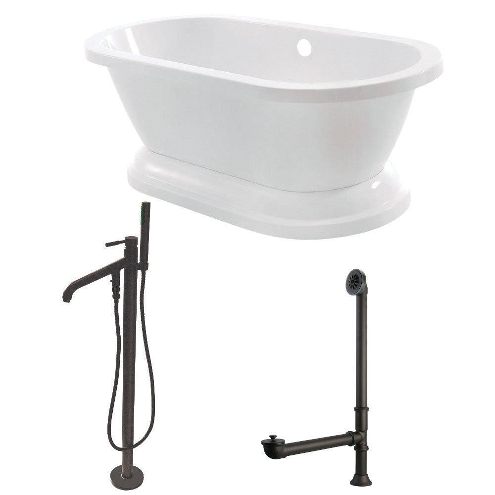 67 Inch Acrylic Double-Ended Freestanding Bathtub with Faucet and Supply Lines - Luxurious Soaking Tub for Master Bathroom or Spa Retreat
