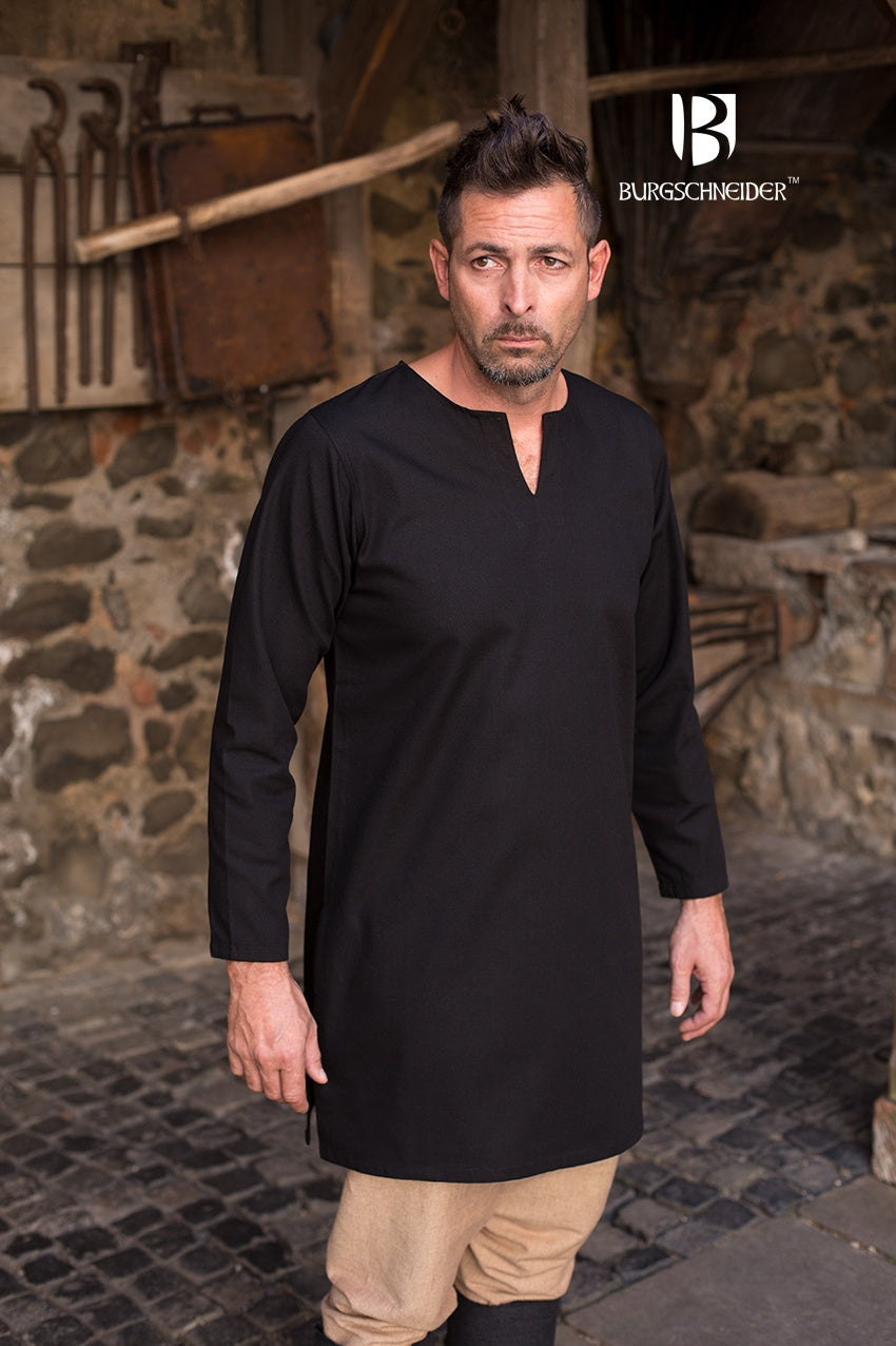Leif Black Under Tunic - Women's Slim Fit Basic Layering Top for Casual Wear & Office Outfits