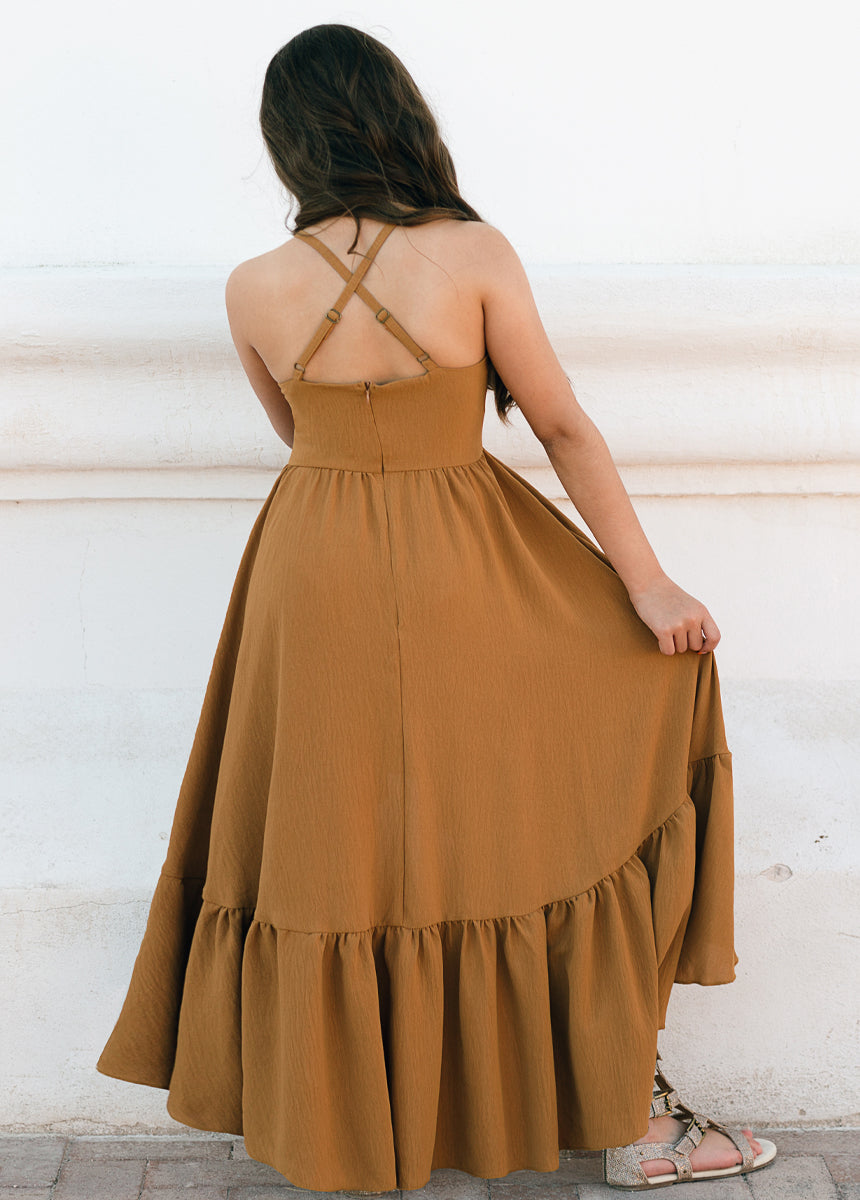Amala Dress in Cumin - Stylish Women's Boho Maxi Dress for Summer, Beach, and Vacation