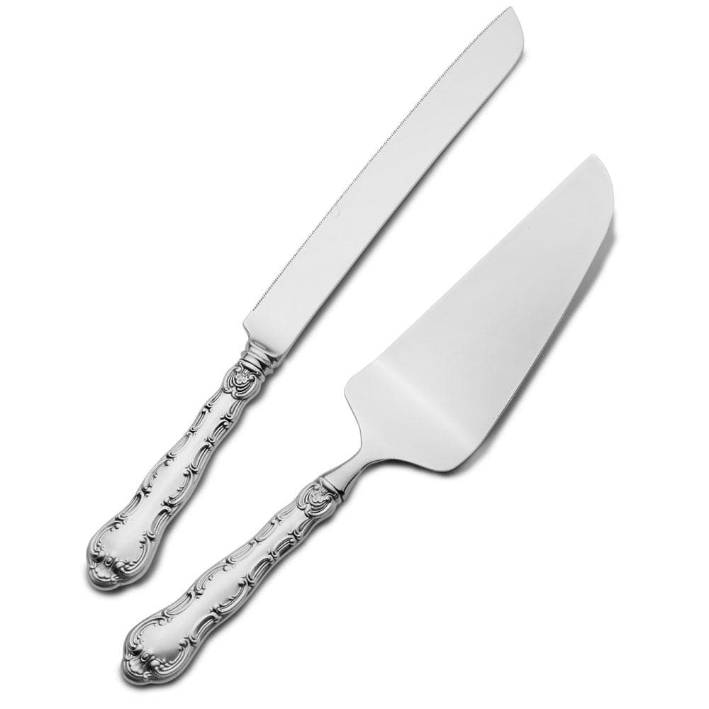 Strasbourg Sterling Silver Wedding Cake Knife & Server Set - Elegant Bridal Cake Cutting Set for Weddings, Anniversaries & Special Occasions
