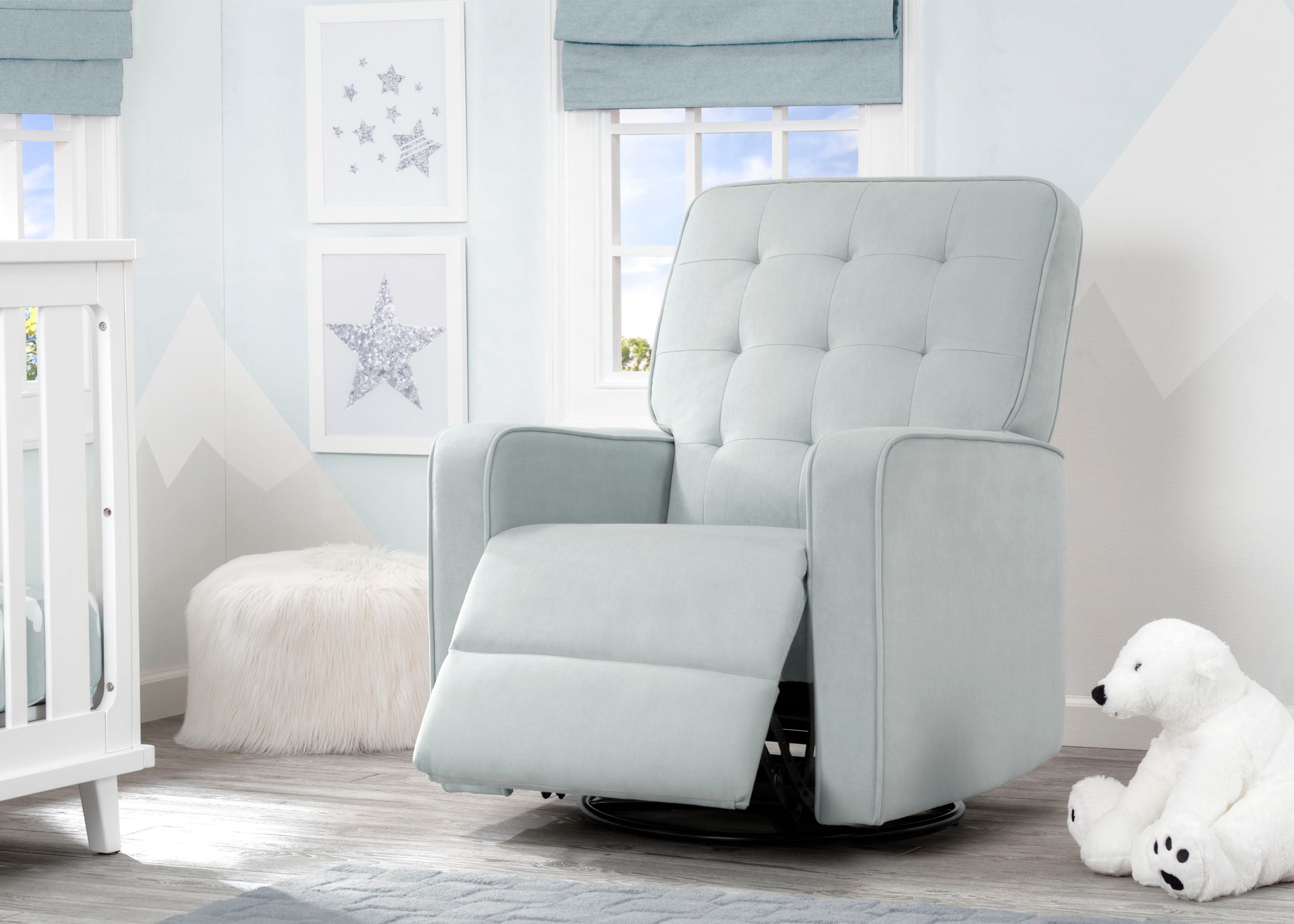 Premium Graham Nursery Glider Swivel Recliner Chair with LiveSmart Fabric by Culp - Comfortable Rocking Chair for Breastfeeding, Baby Nursery & Relaxation