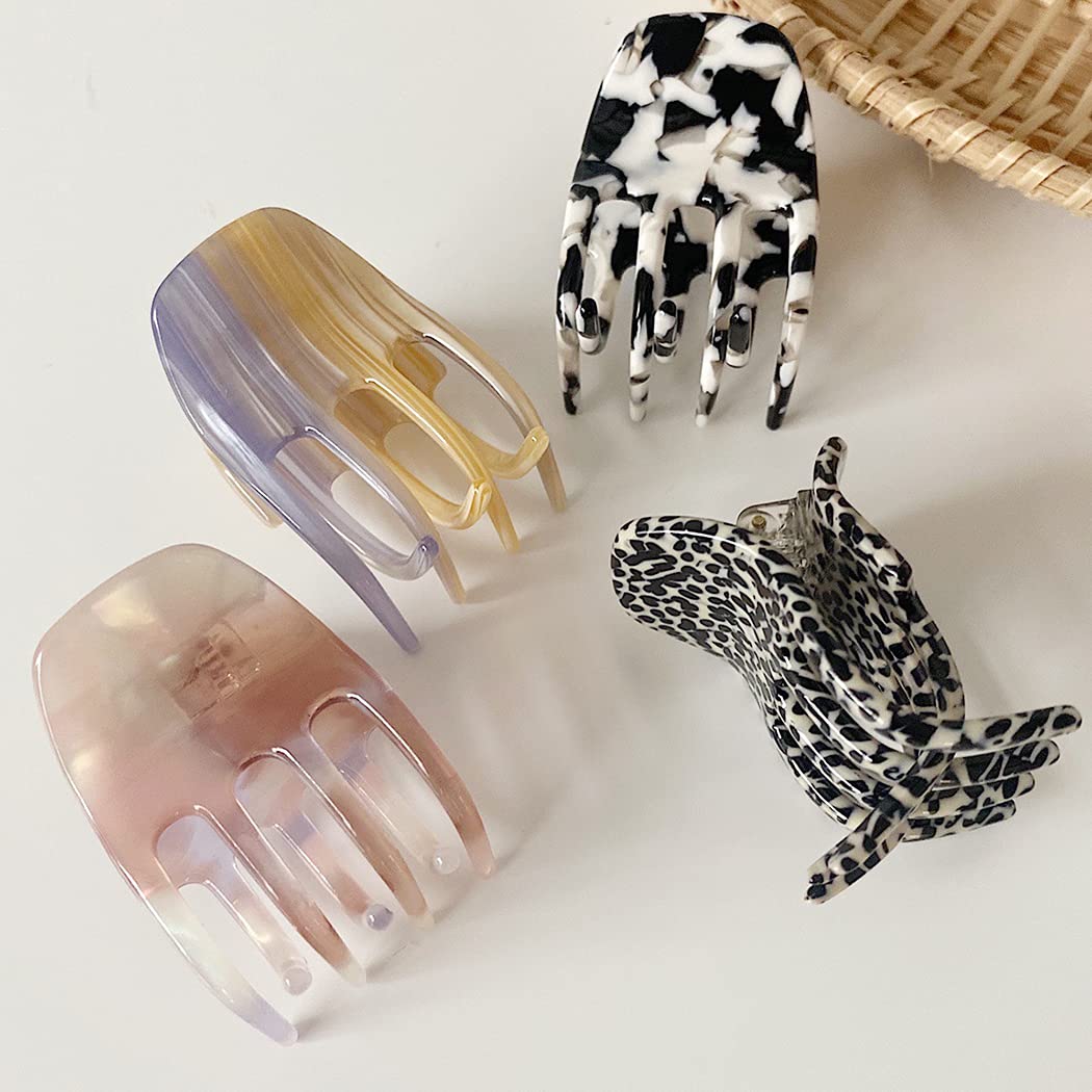 Licogel Small Hair Claw Clips for Women - 4PCS Set, Decorative Cow Print Mini Hair Barrettes, Fashion Hair Accessories for Ponytails & Updos - Perfect for Work, Parties & Everyday Styling